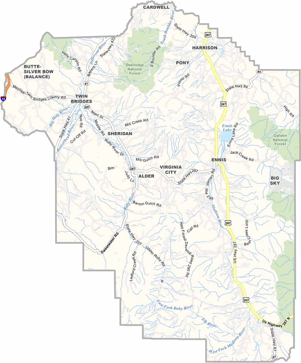 Madison County Map Montana US County Maps