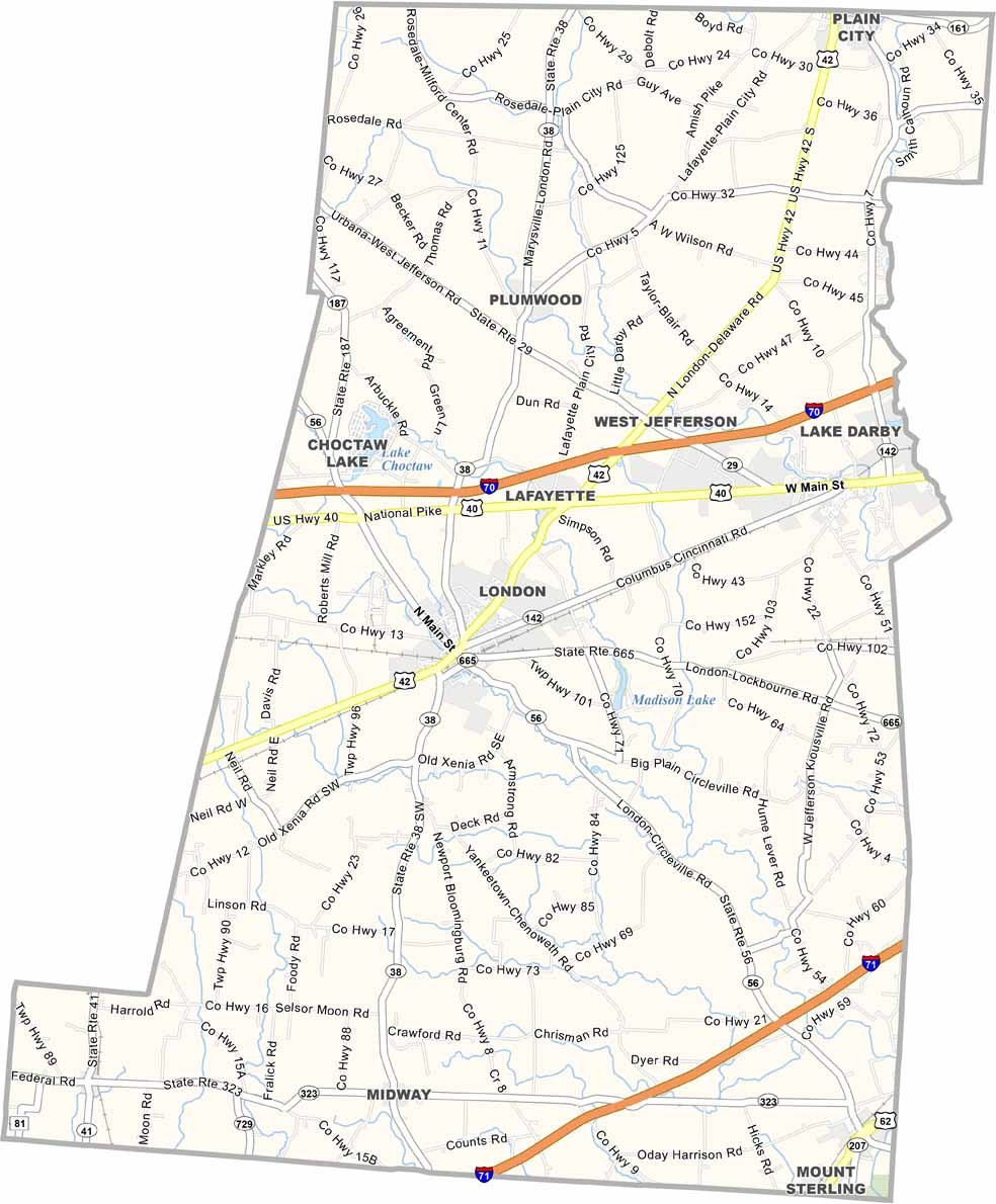 Madison County Map Ohio US County Maps
