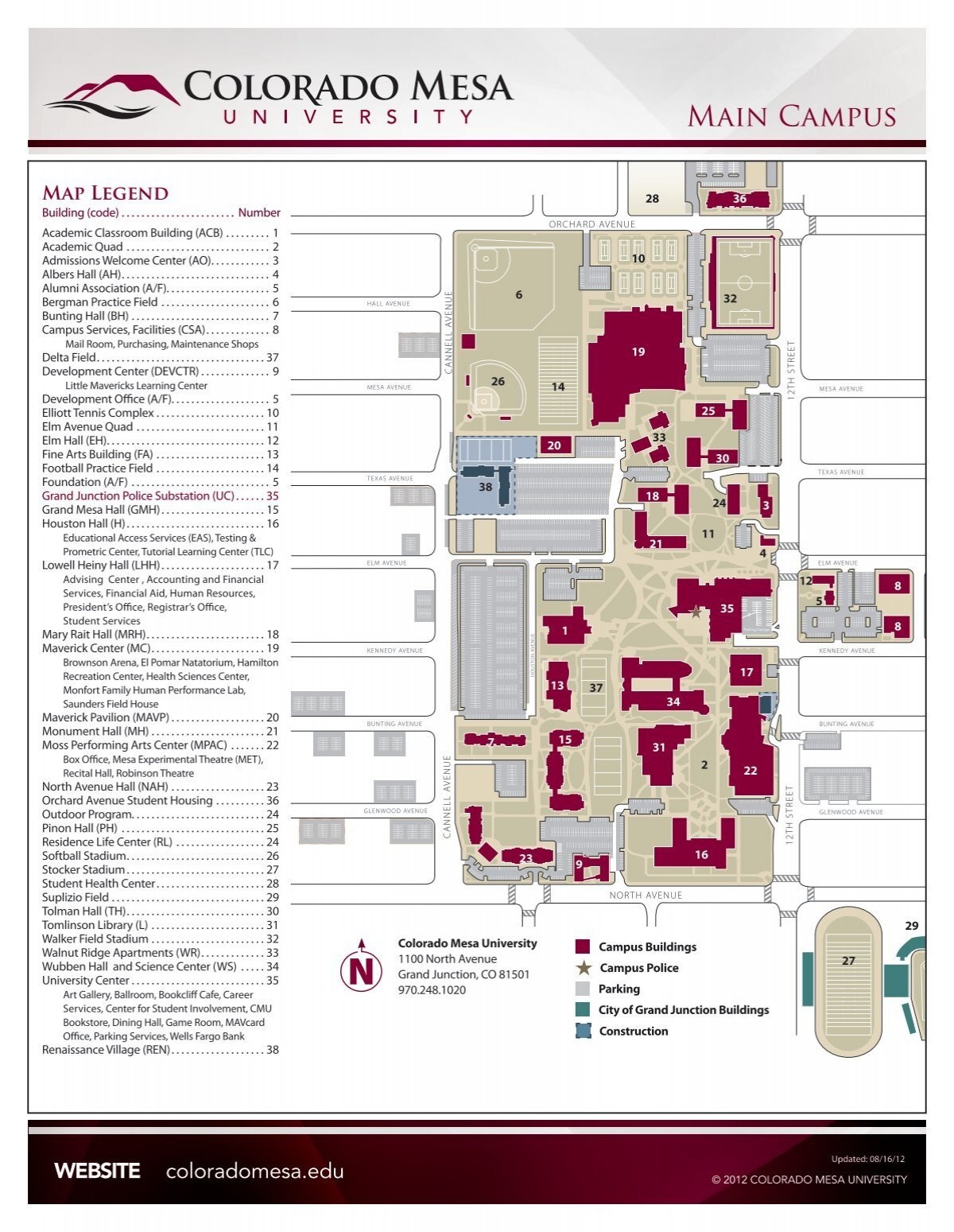 Main Campus Map Colorado Mesa University