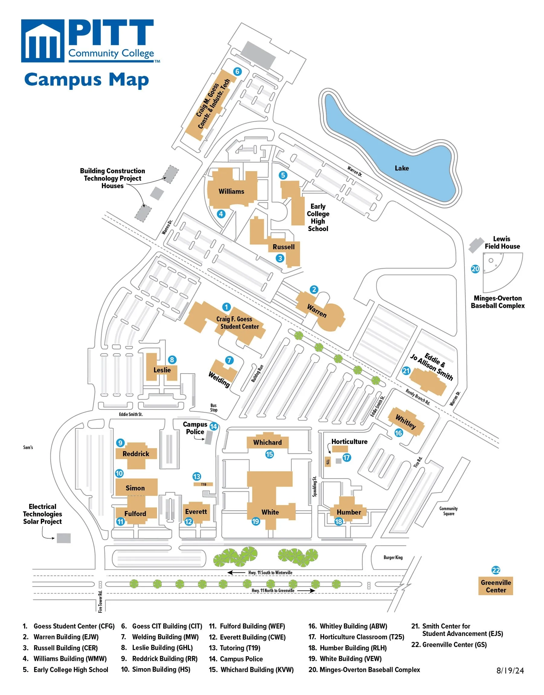Main Campus Map Pitt Community College Main Campus Map Pitt Community College