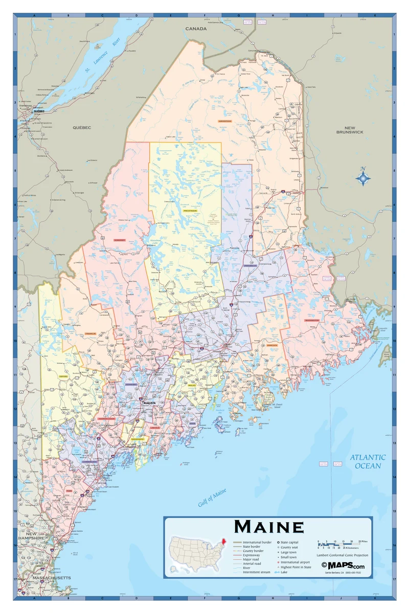 Maine Counties Wall Map MAD MAPS Maine Counties Wall Map MAD MAPS