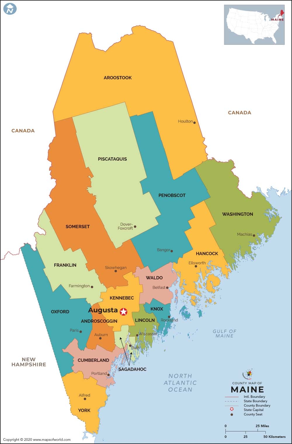 Maine County Map USA Geographic Regions Maine County Map USA Geographic Regions