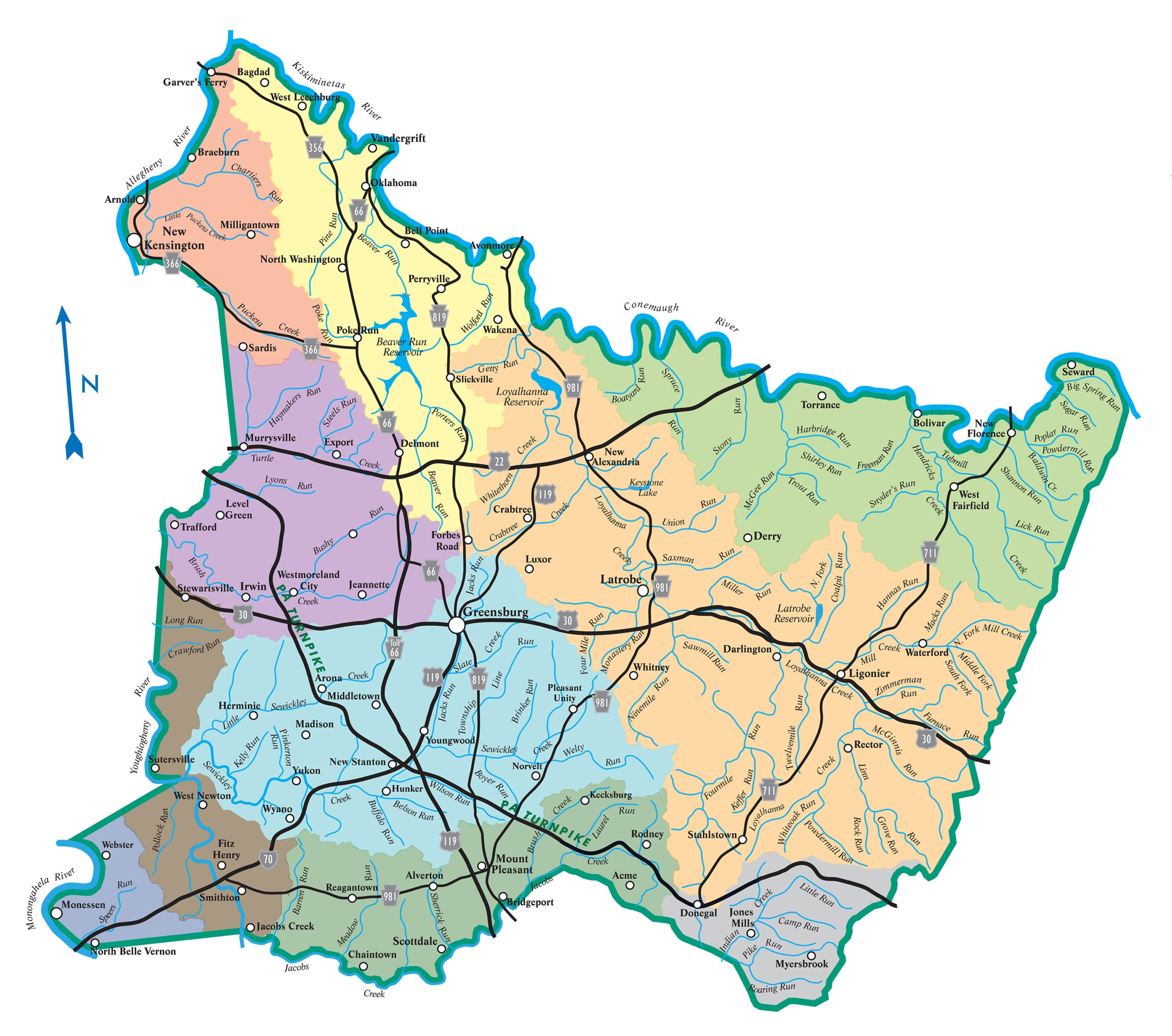 Major Watersheds In Westmoreland County Map Westmoreland Conservation District