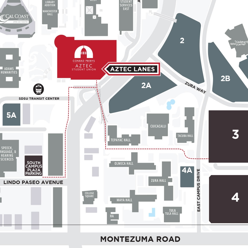 Map And Parking Aztec Recreation A S San Diego State University