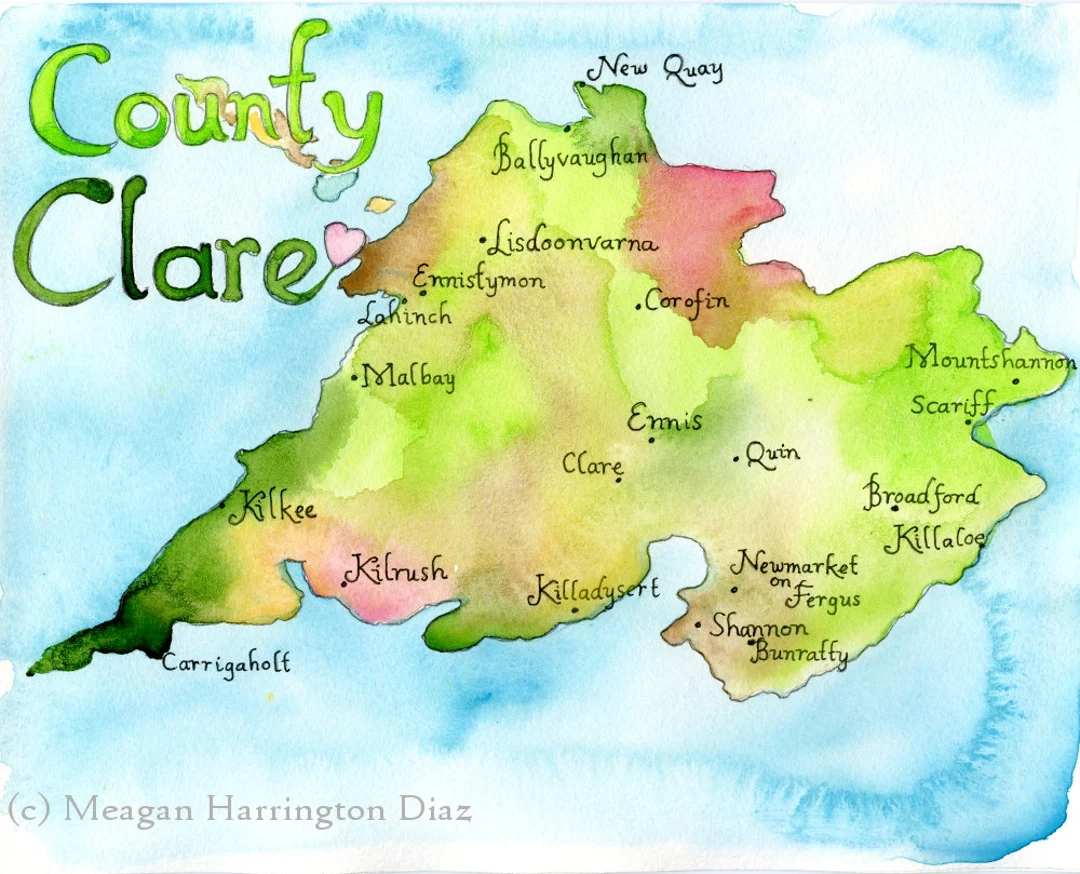 Map Art Print County Clare Ireland Map Irish Art Map Of Ireland Etsy Map Art Print County Clare Ireland Map Irish Art Map Of Ireland Etsy