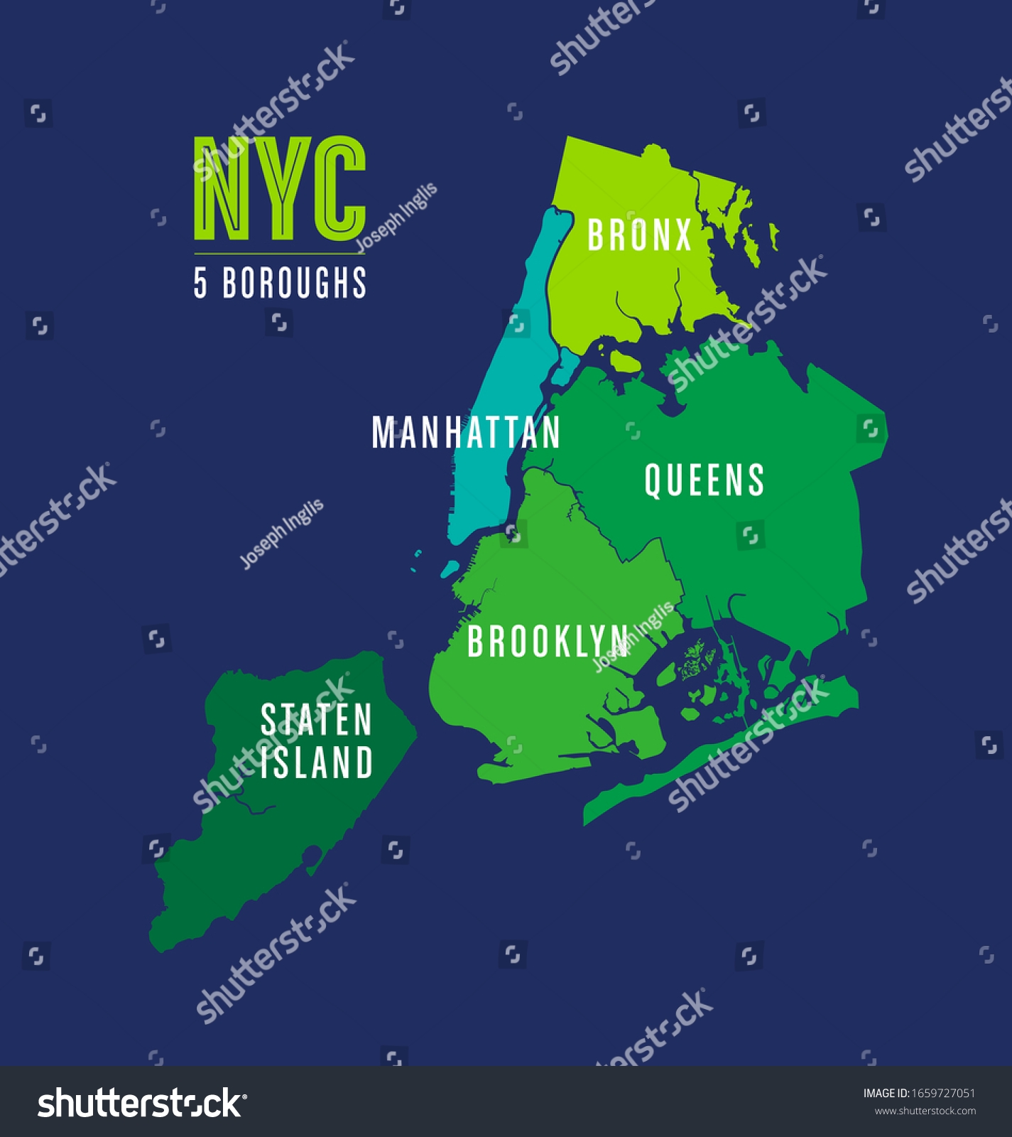 Map Five Boroughs New York City Stock Vector Royalty Free 1659727051 Shutterstock