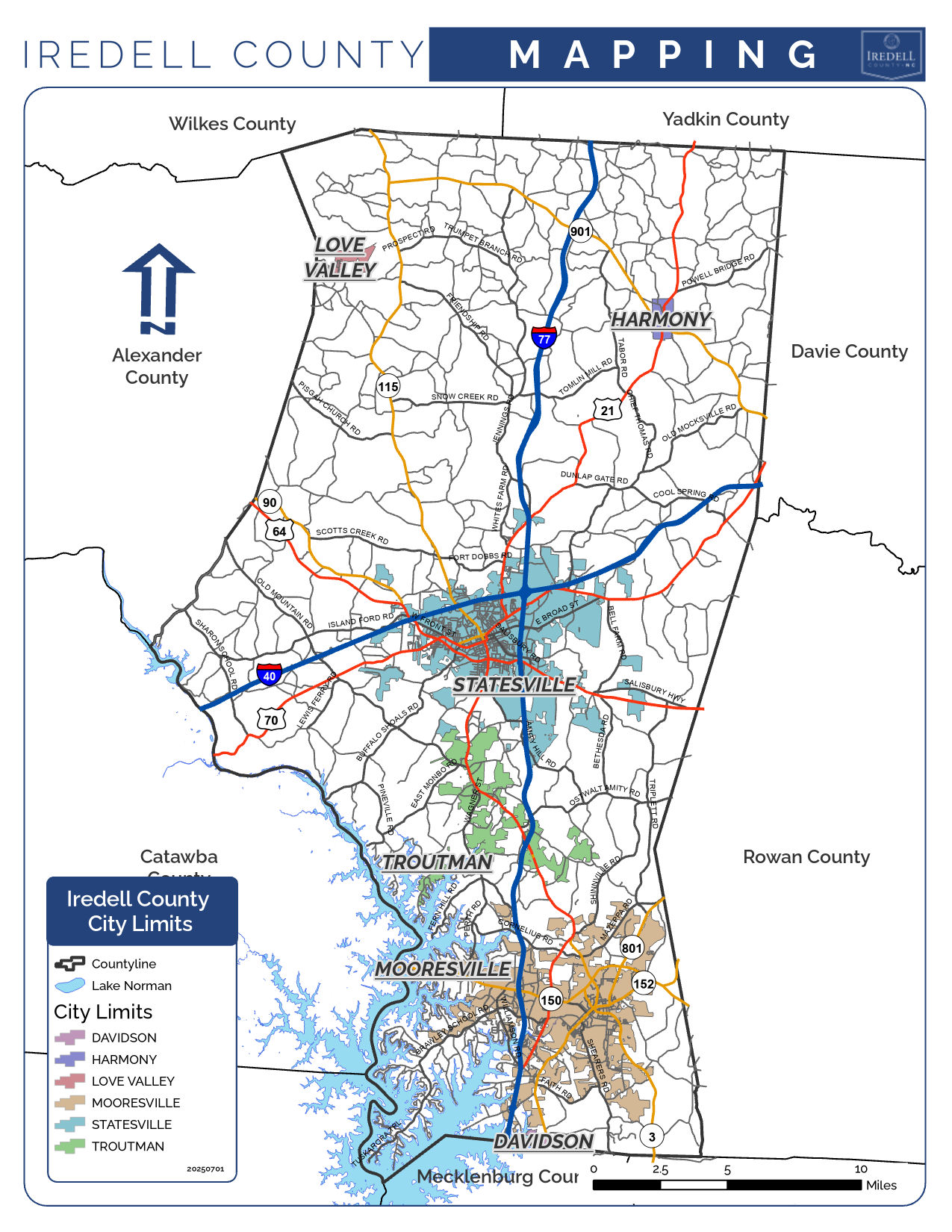 Map Gallery Iredell County NC