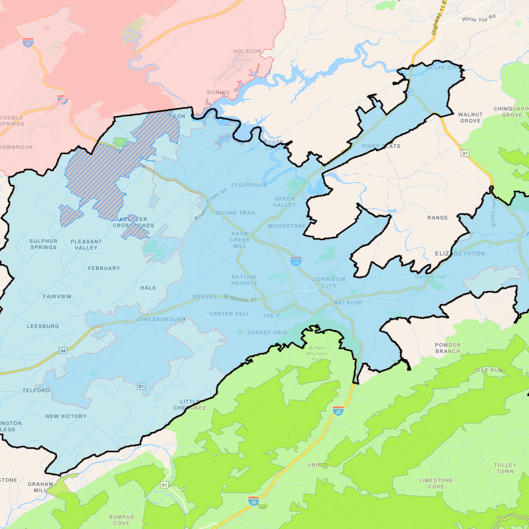 johnson city tn county map