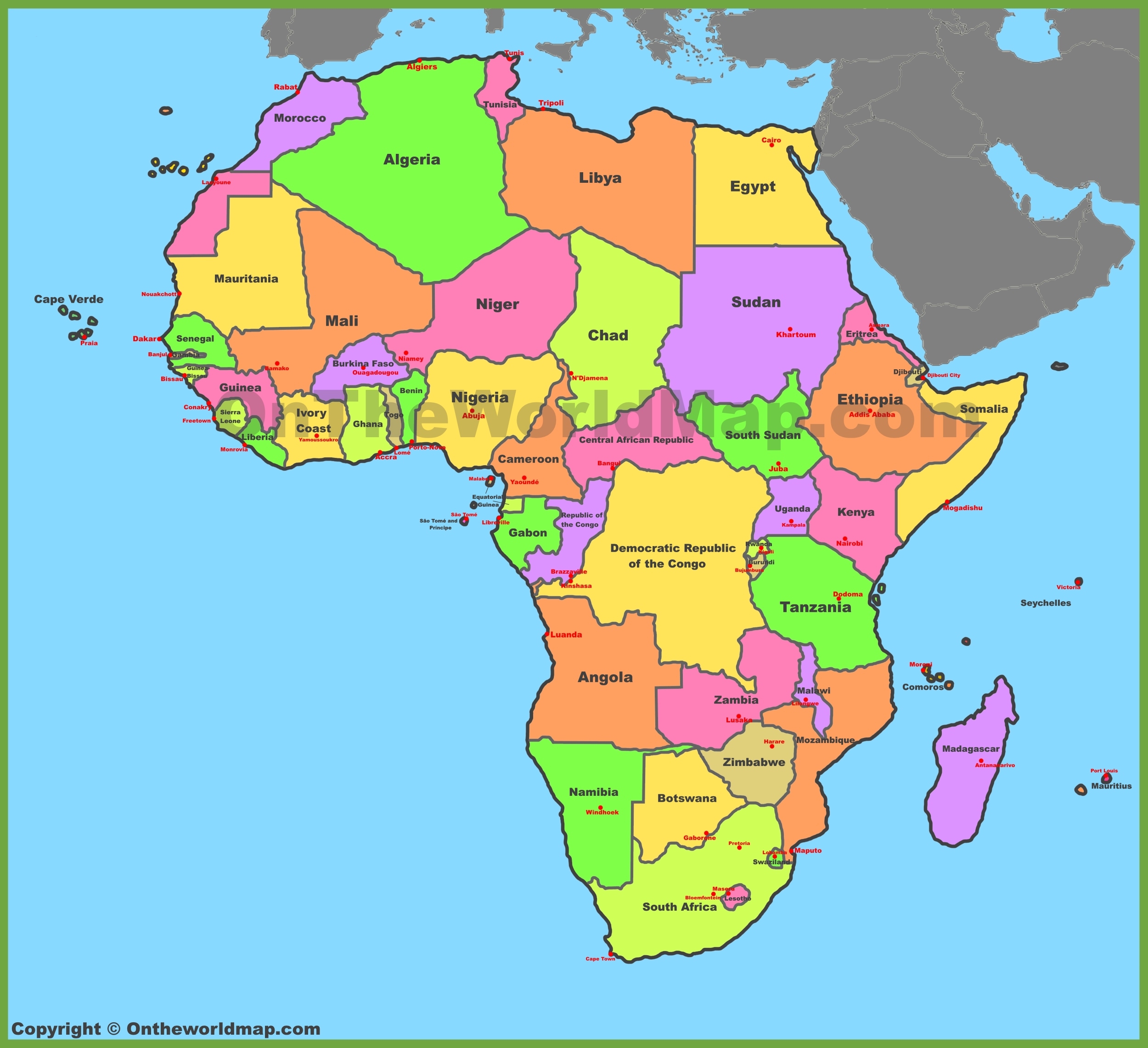 african capital cities map african capital cities map
