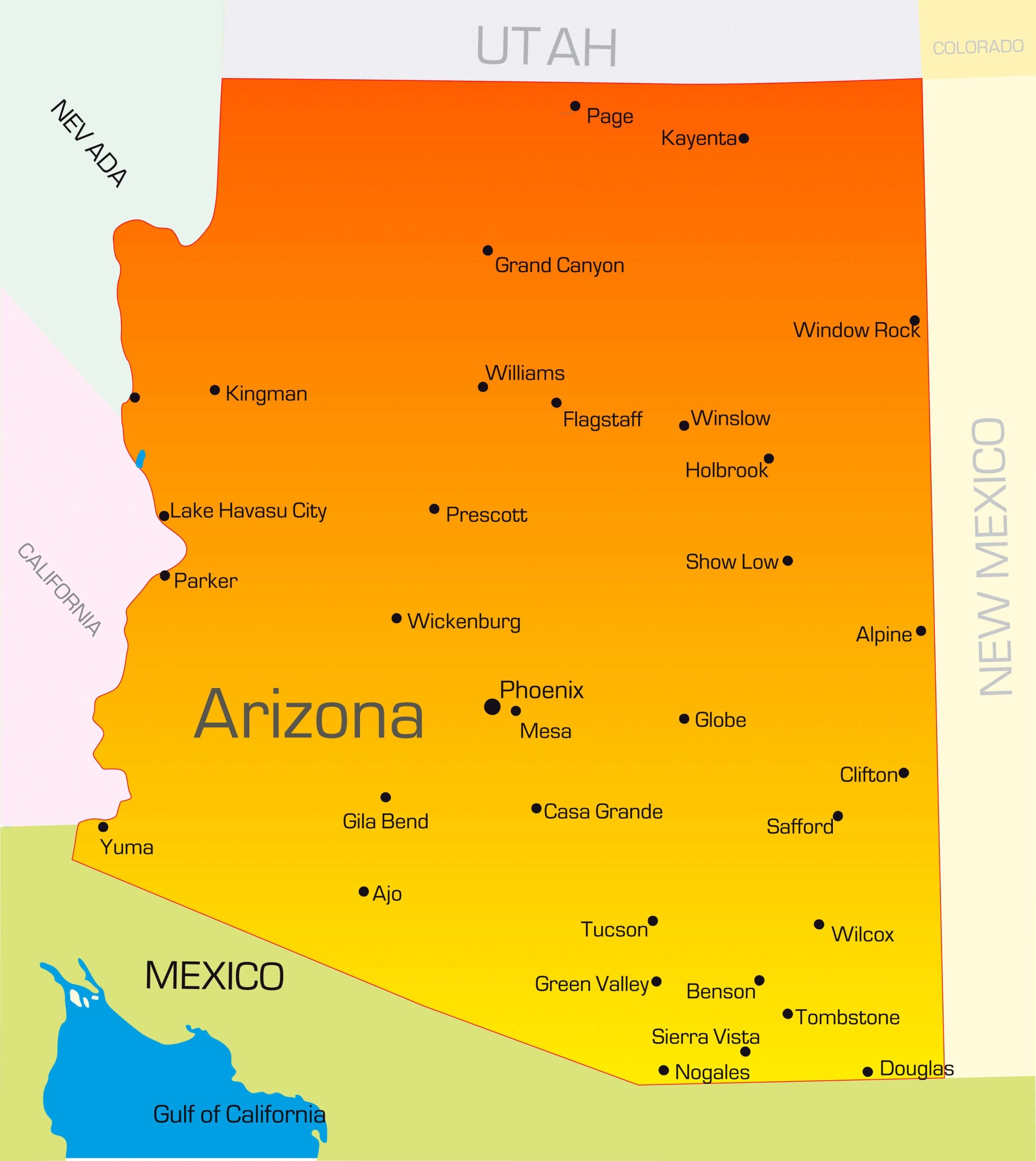 Map Of Arizona Guide Of The World