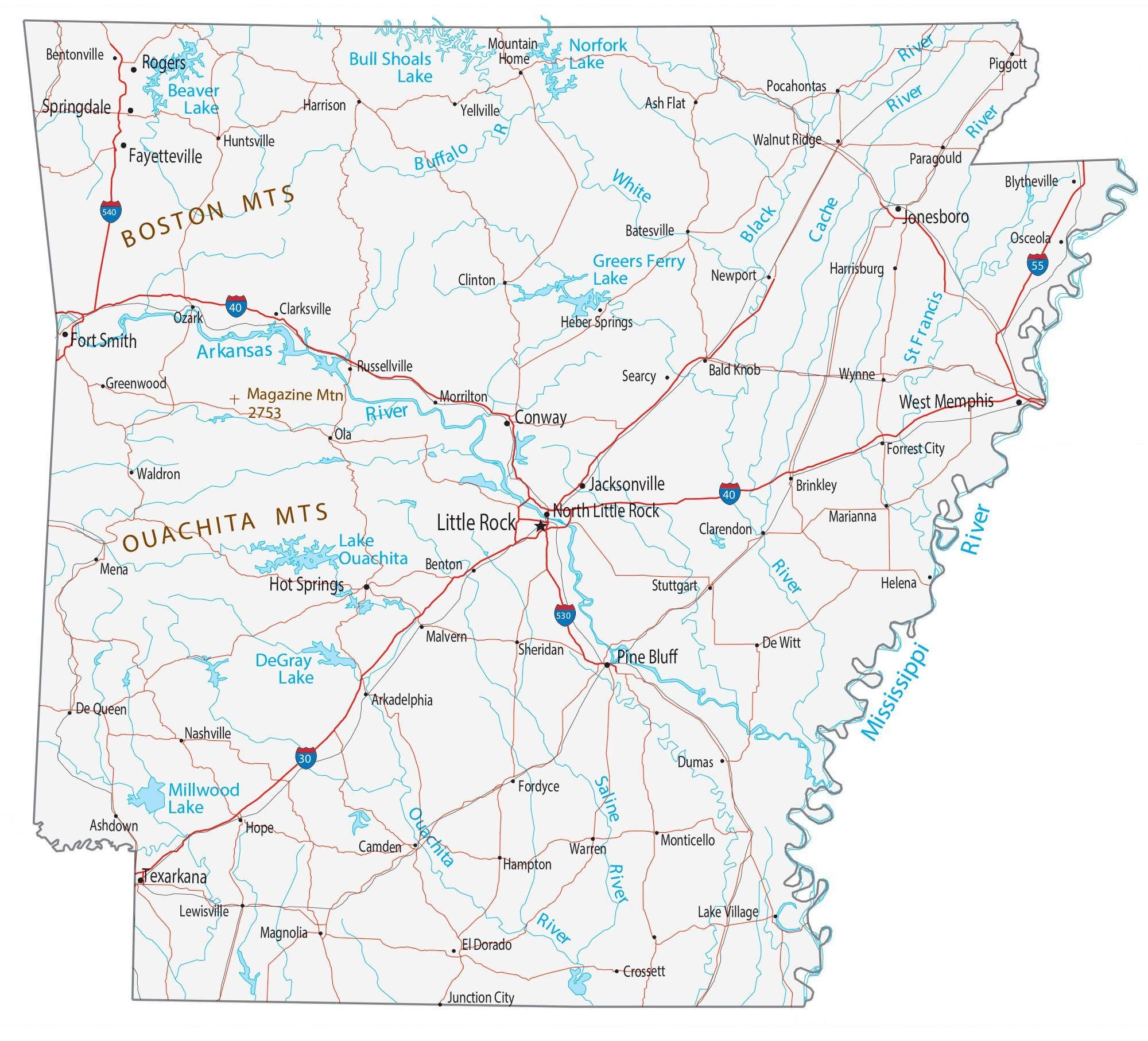 Map Of Arkansas Cities And Roads GIS Geography
