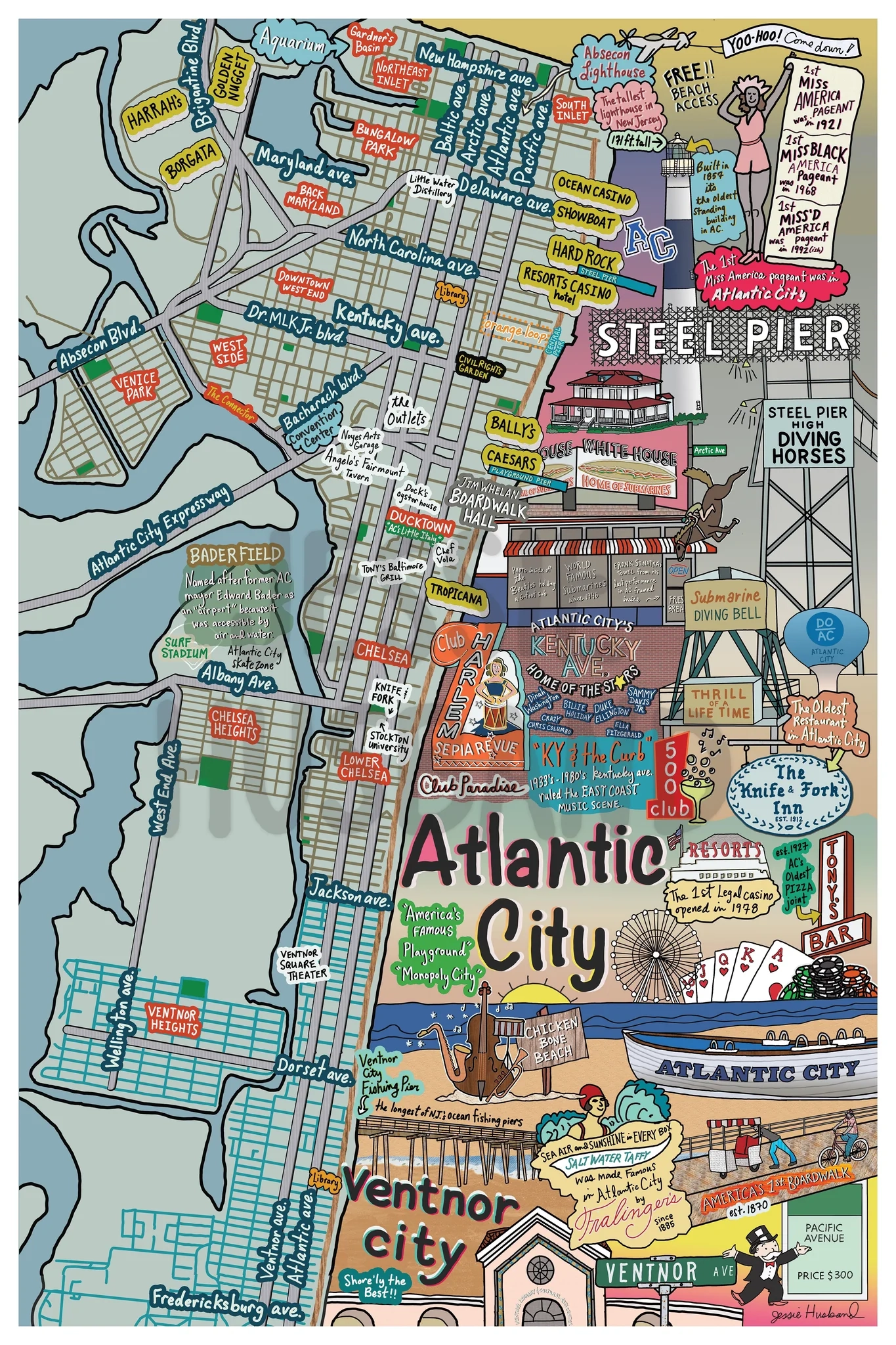 Map Of Atlantic City Ventnor City New Jersey customization And Fram Jessie Husband