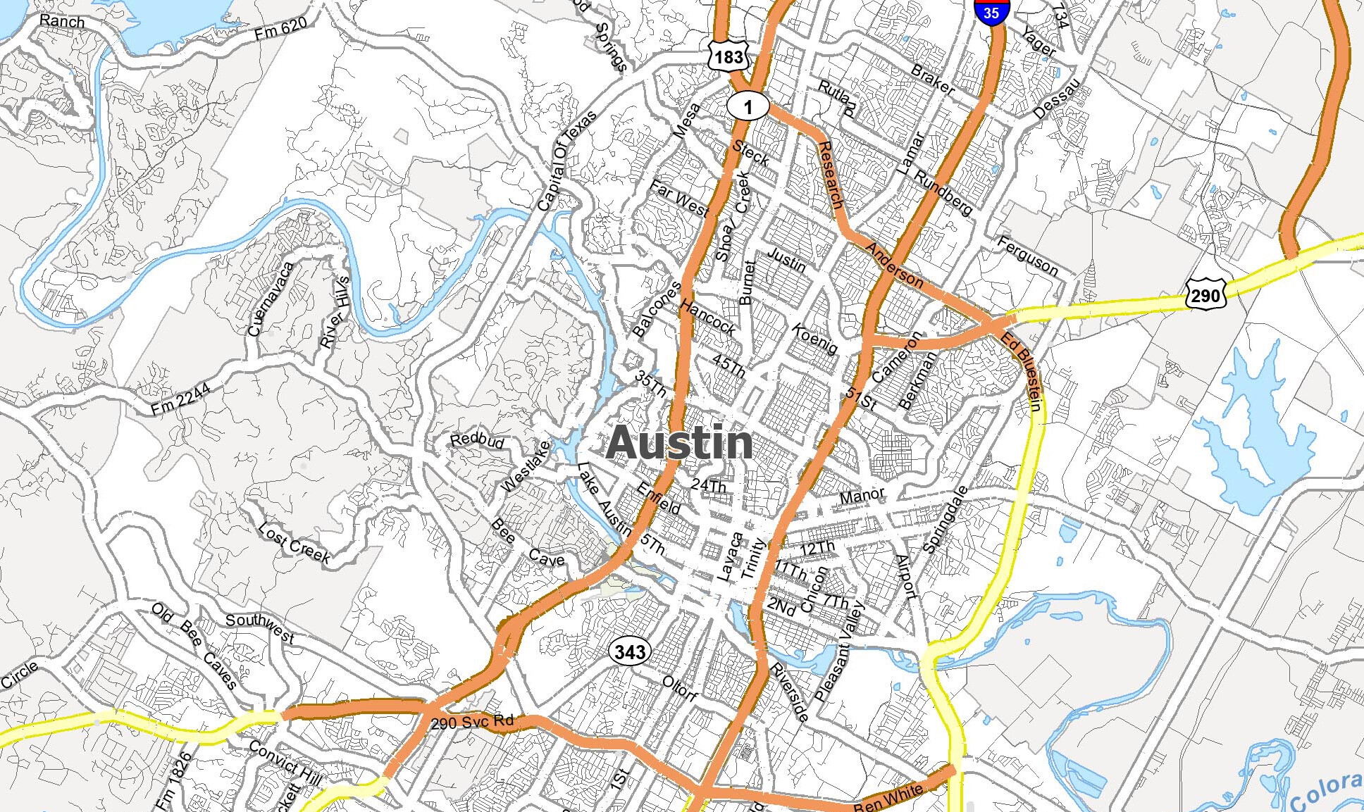 Map Of Austin Texas GIS Geography