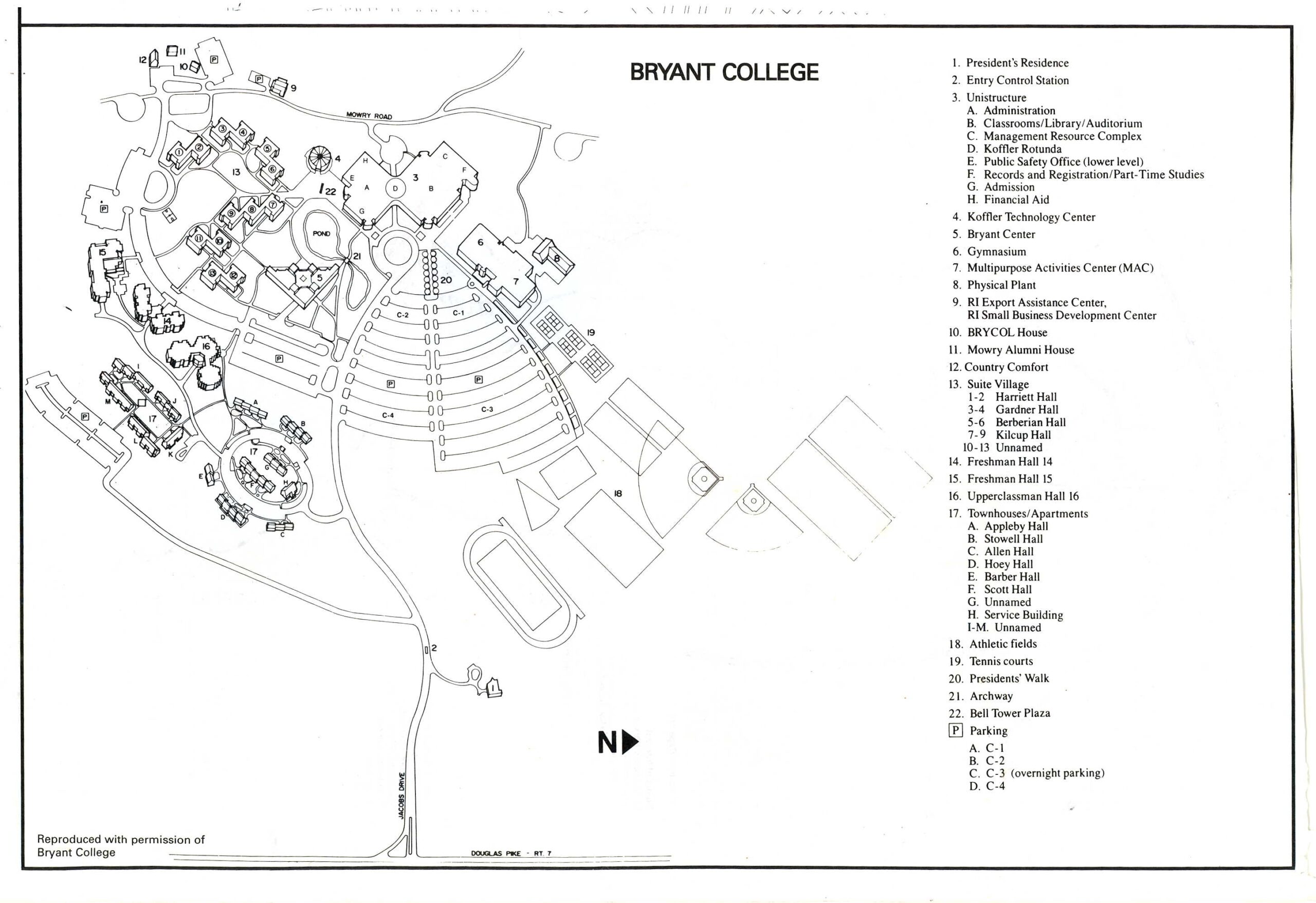 Map Of Bryant College 1980s