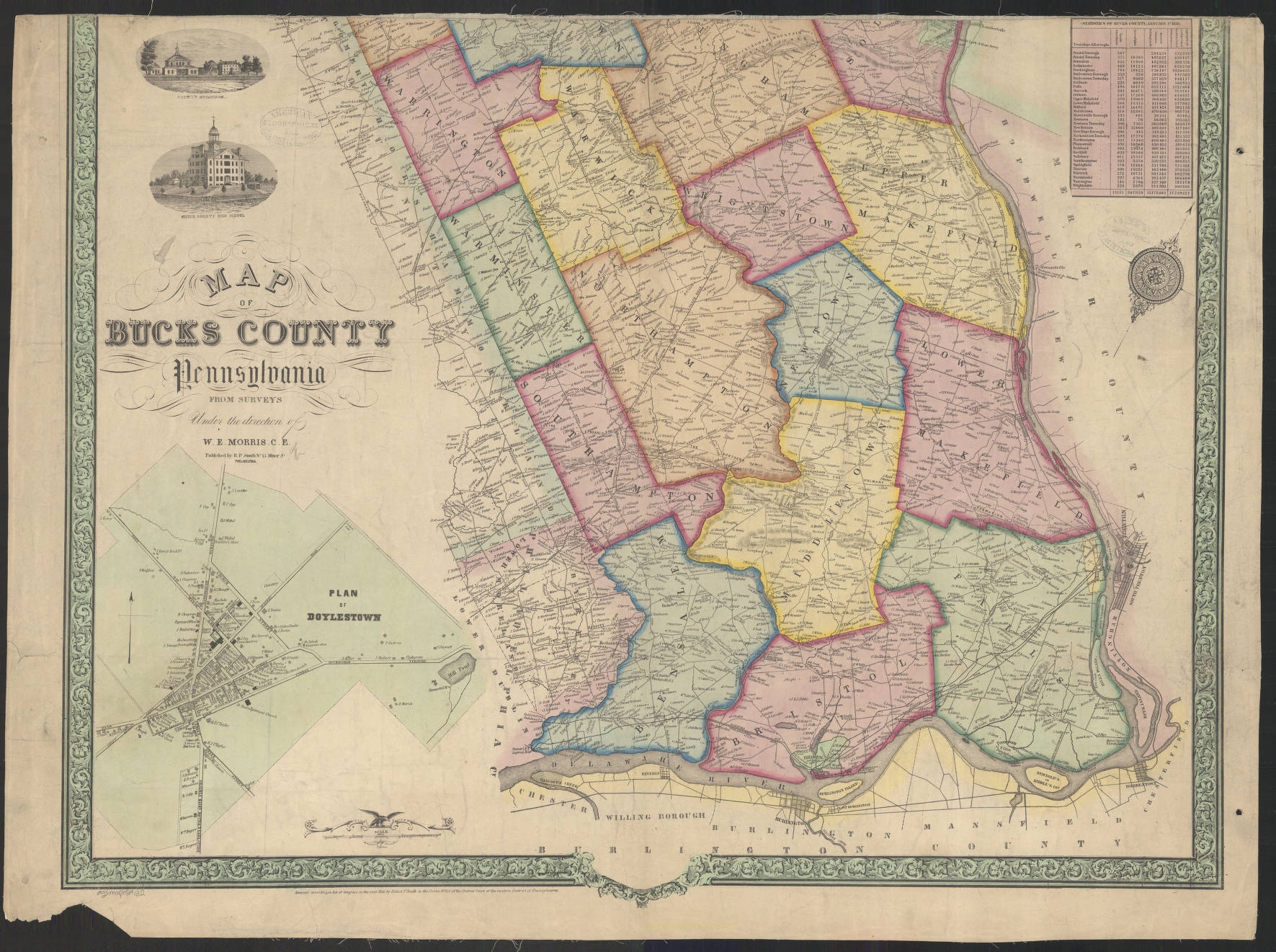 Map Of Bucks County Pennsylvania From Surveys Under The Direction Of W E Morris C E American Geographical Society Library Digital Map Collection UWM Libraries Digital Collections