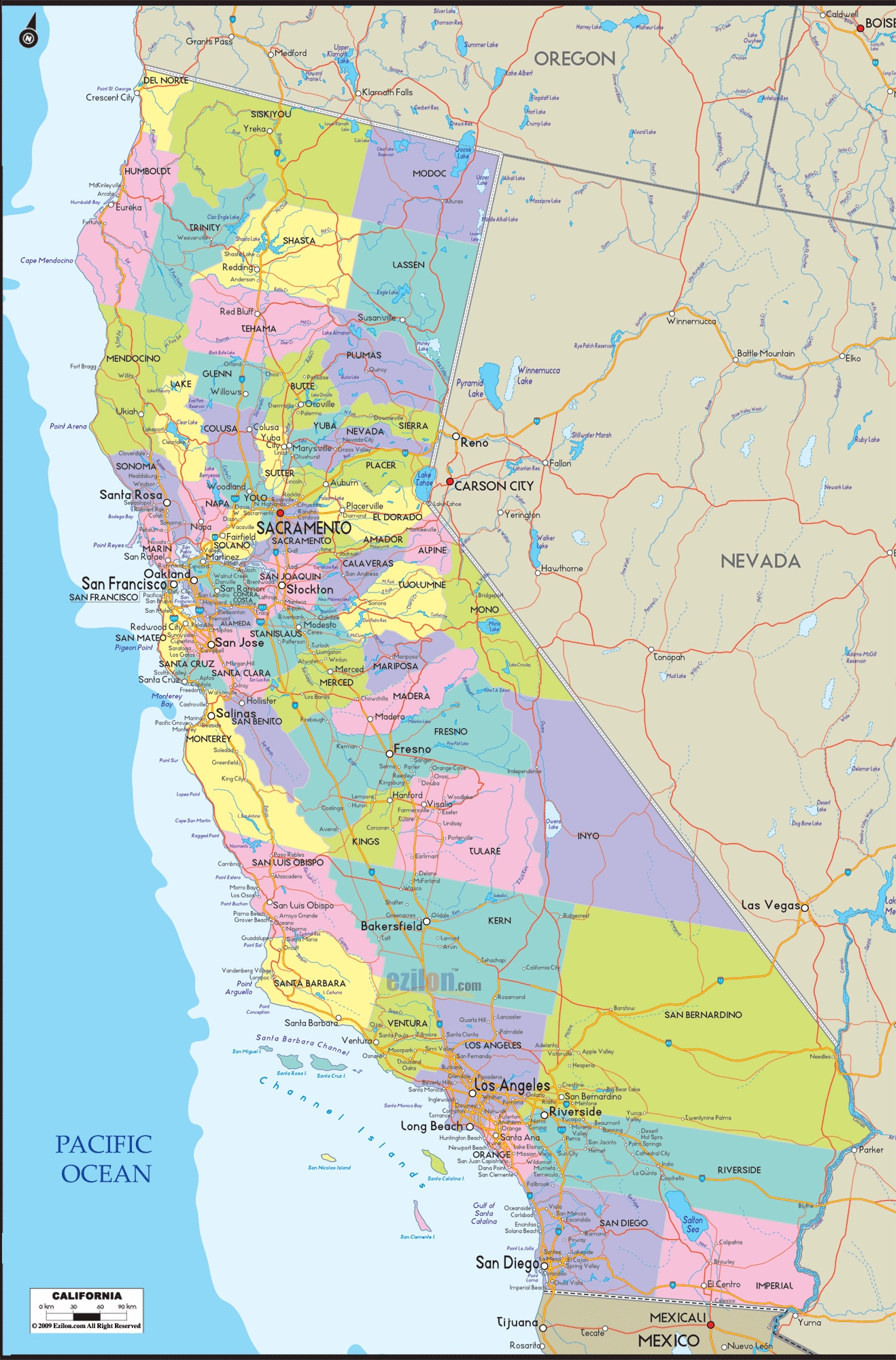city map of california