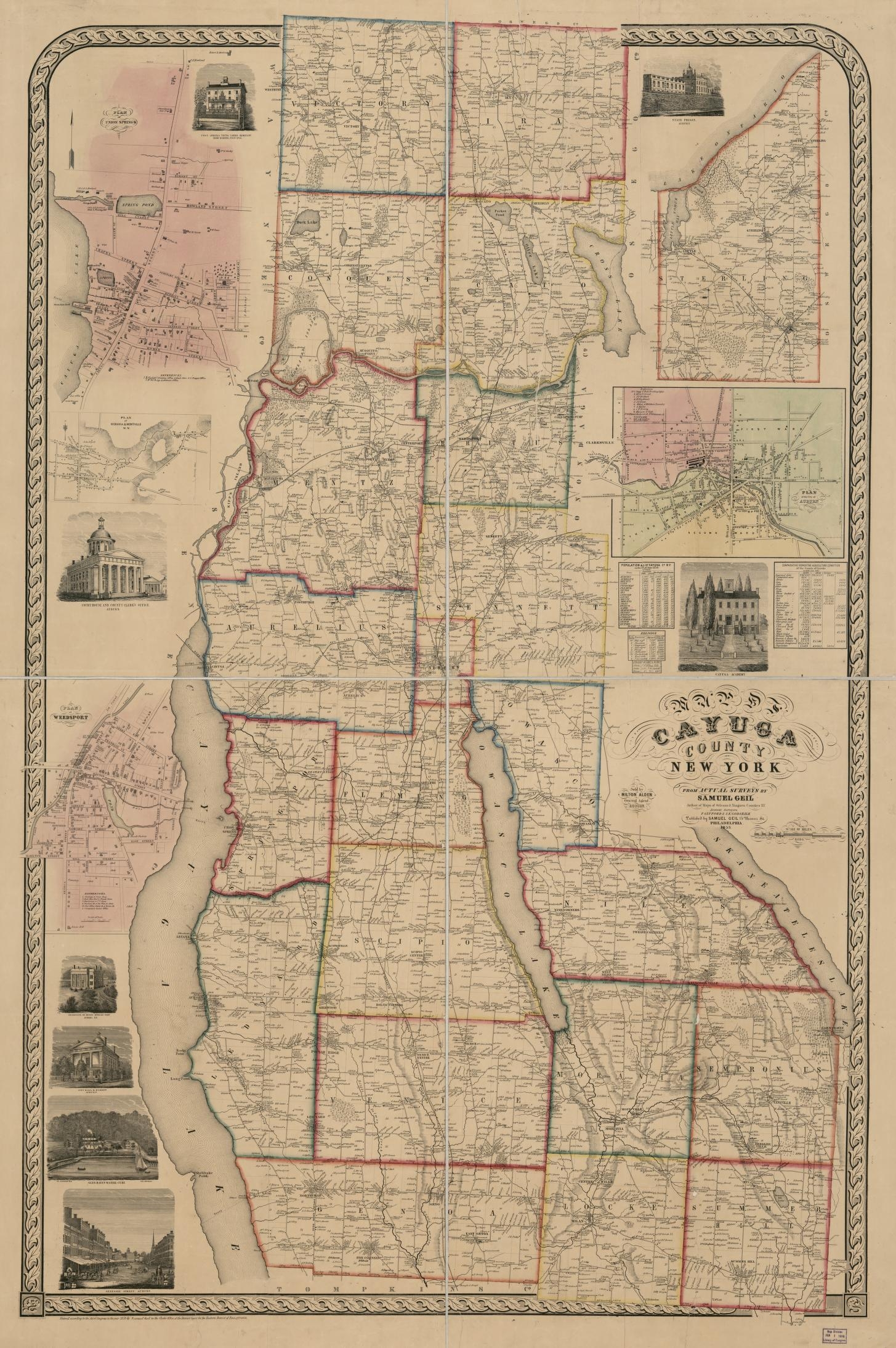 Map Of Cayuga County New York From Actual Surveys Library Of Congress