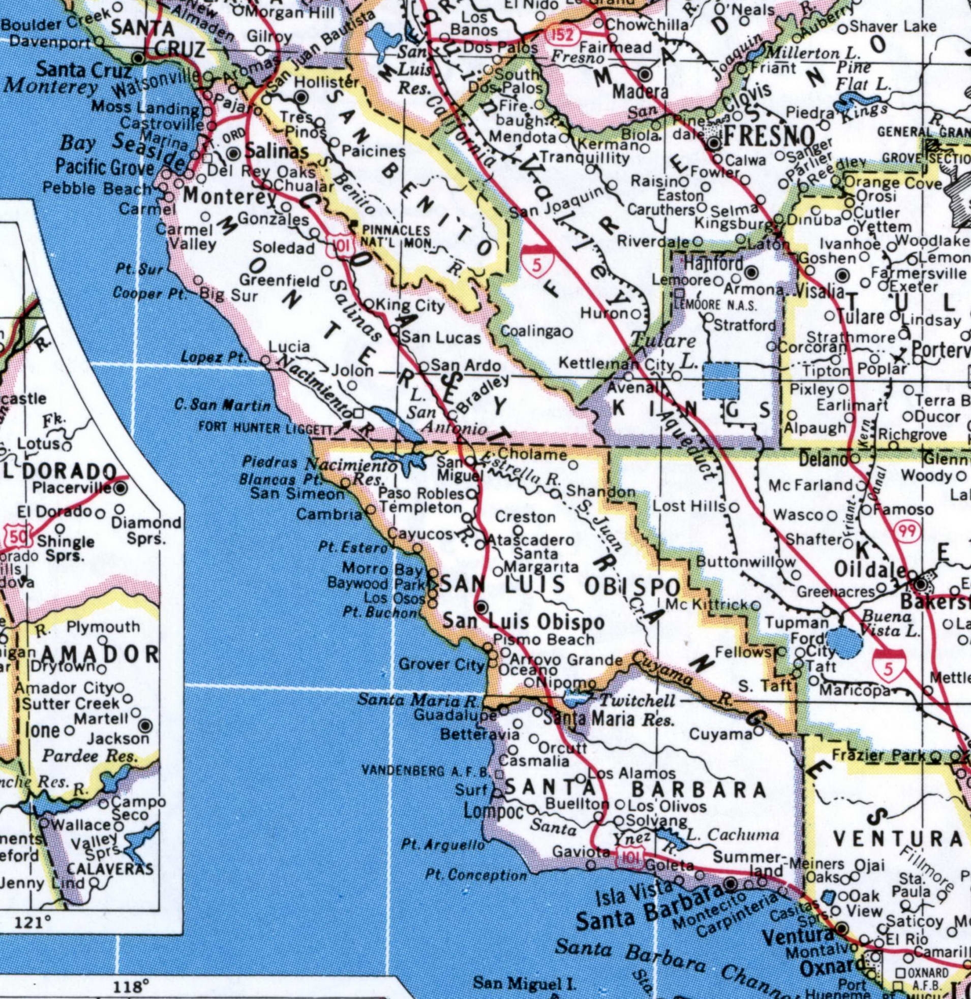 Map Of Central Coast Region Of California