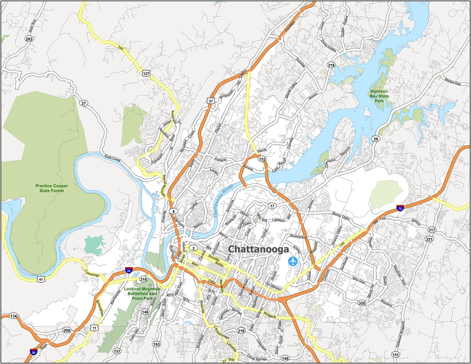 Map Of Chattanooga Tennessee GIS Geography