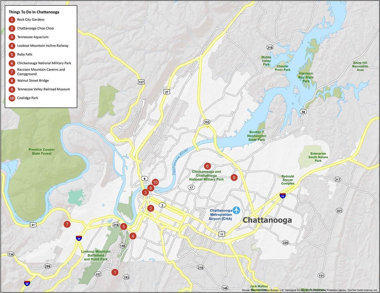 Map Of Chattanooga Tennessee GIS Geography