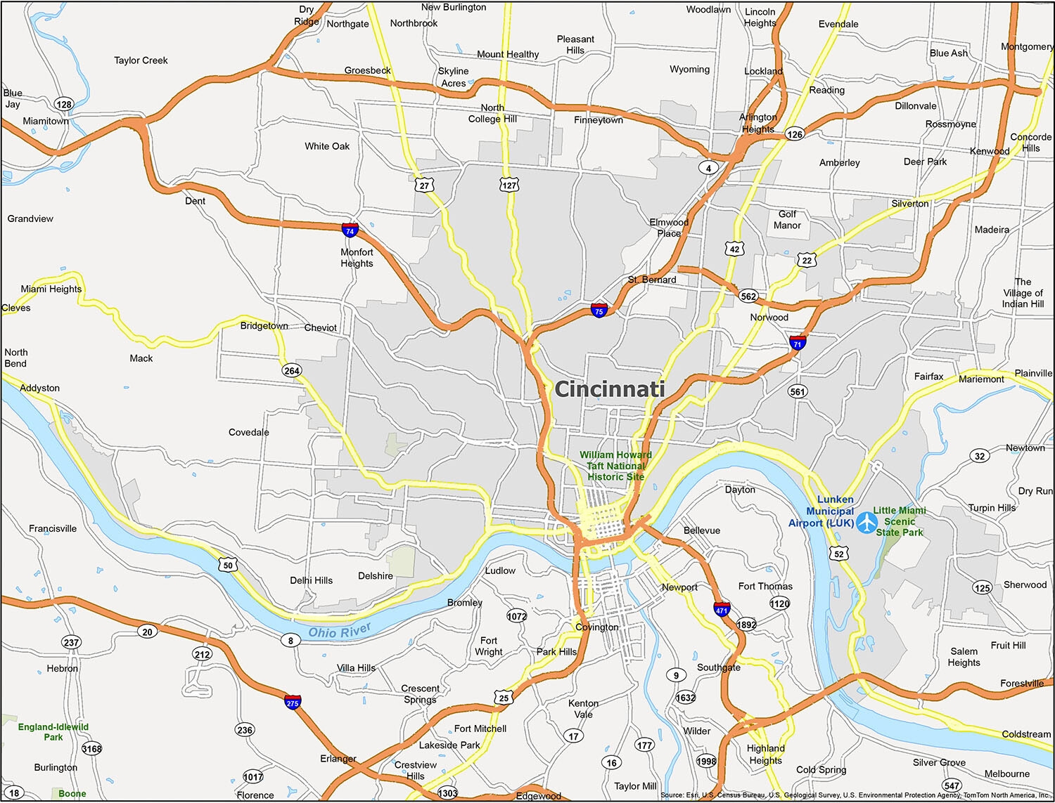 Map Of Cincinnati Ohio GIS Geography Map Of Cincinnati Ohio GIS Geography