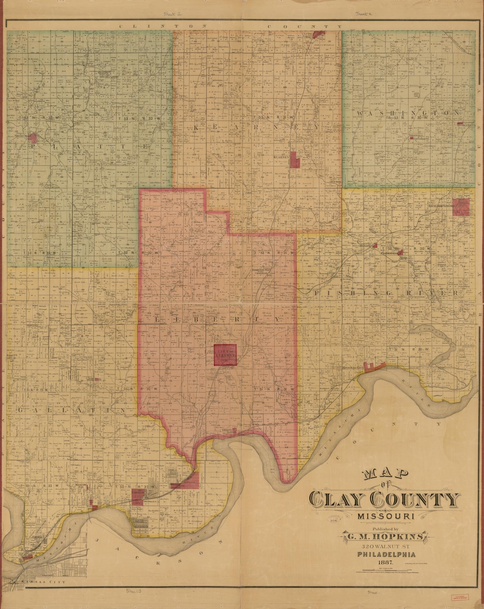 Map Of Clay County Missouri Copy 1 Library Of Congress