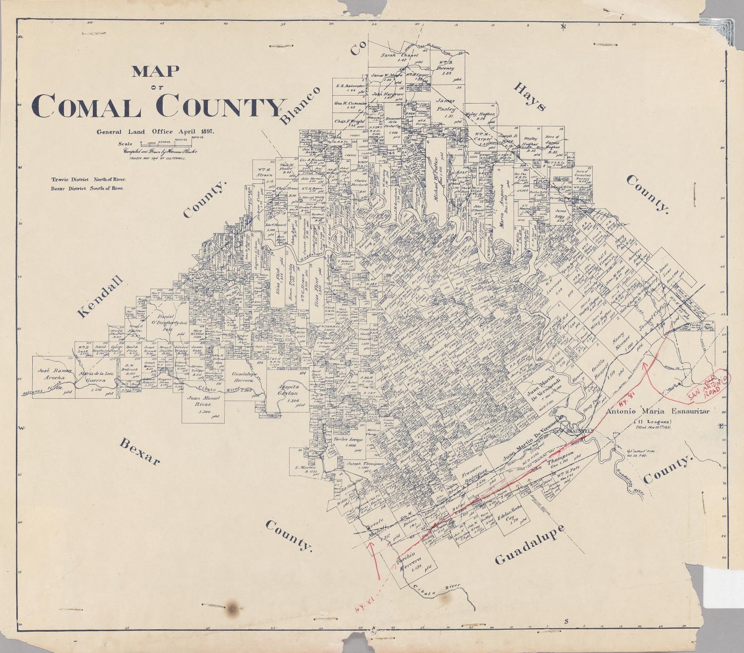 Map Of Comal County The Portal To Texas History
