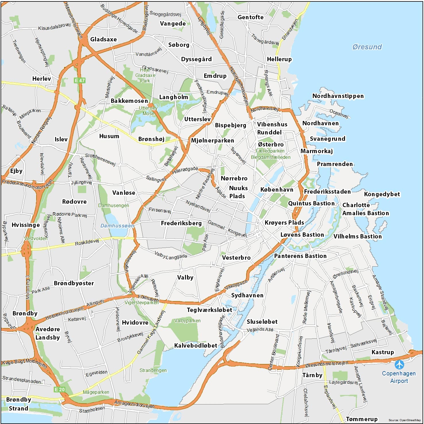 Map Of Copenhagen Denmark GIS Geography