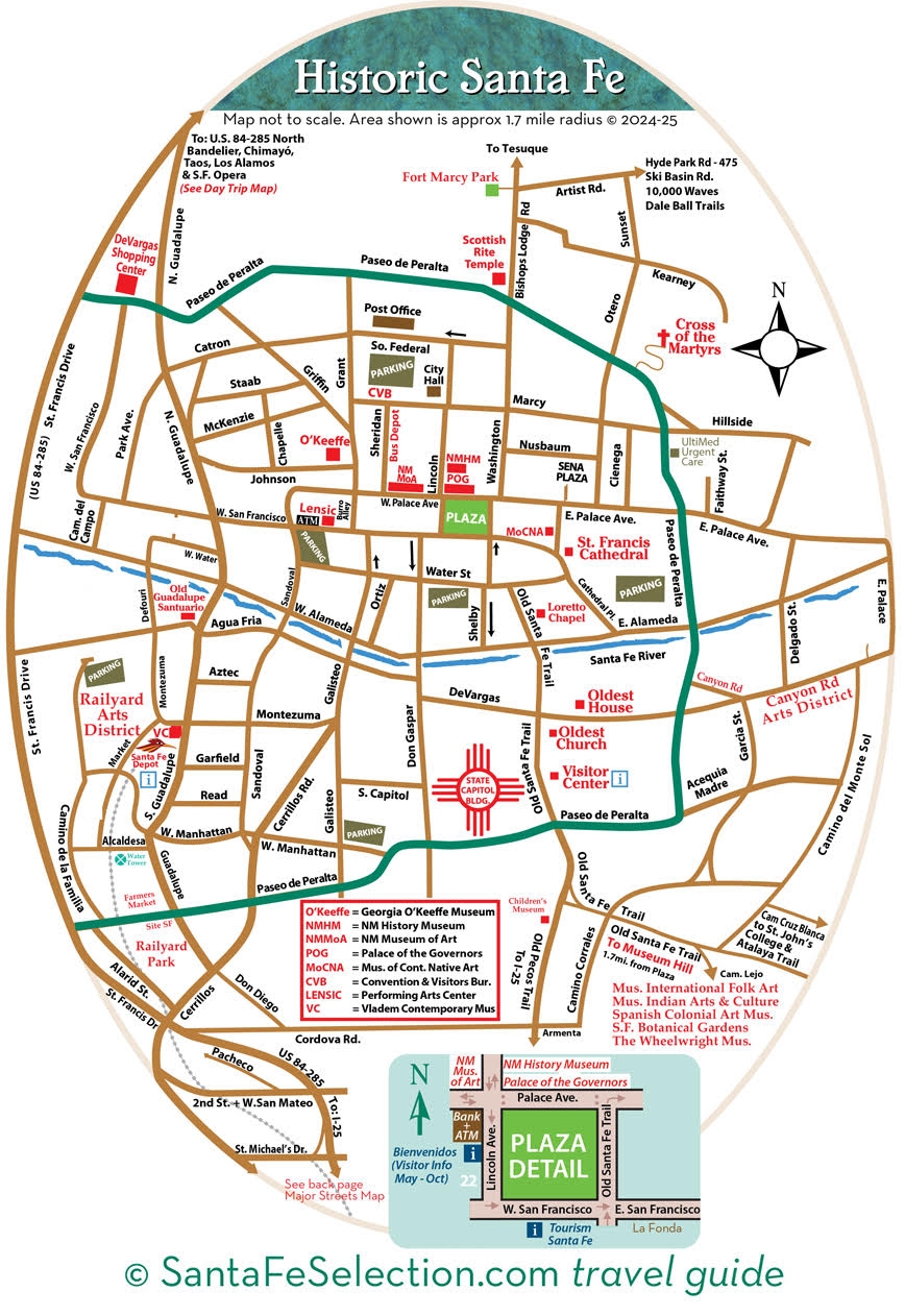 Map Of Downtown Historic Santa Fe Santa Fe Selection Travel Guide Map Of Downtown Historic Santa Fe Santa Fe Selection Travel Guide