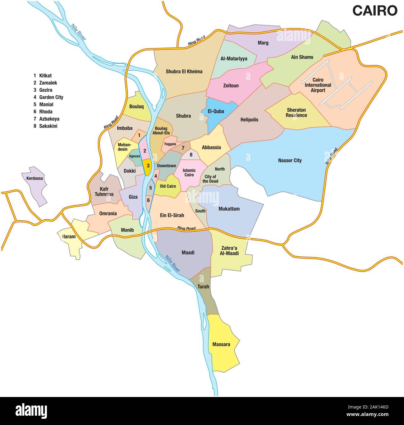 Map Of Downtown Of Cairo Stock Vector Images Alamy