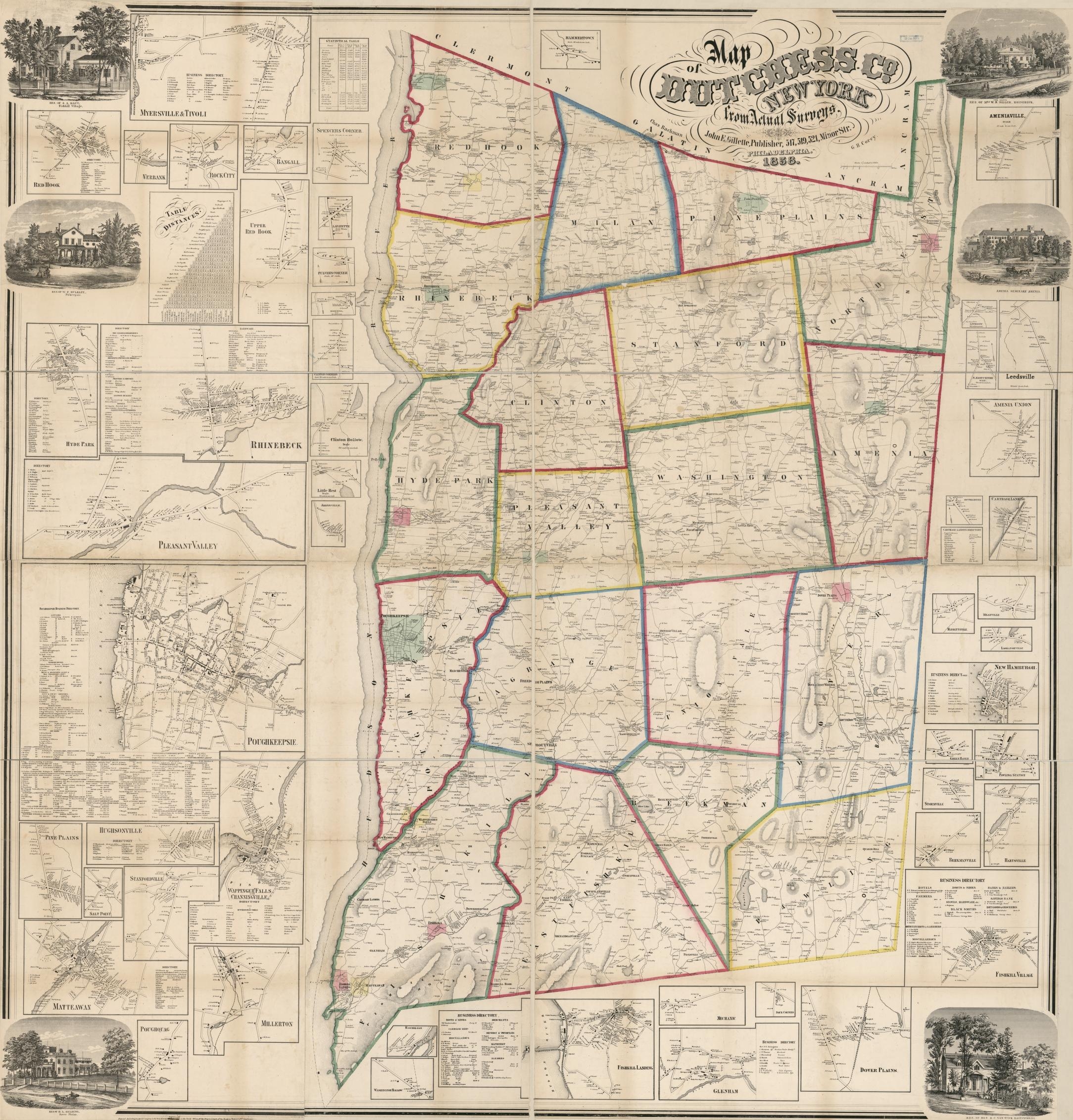 Map Of Dutchess Co New York From Actual Surveys Library Of Congress