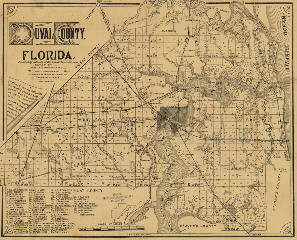 Map Of Duval County 1906 904 Paper Co 