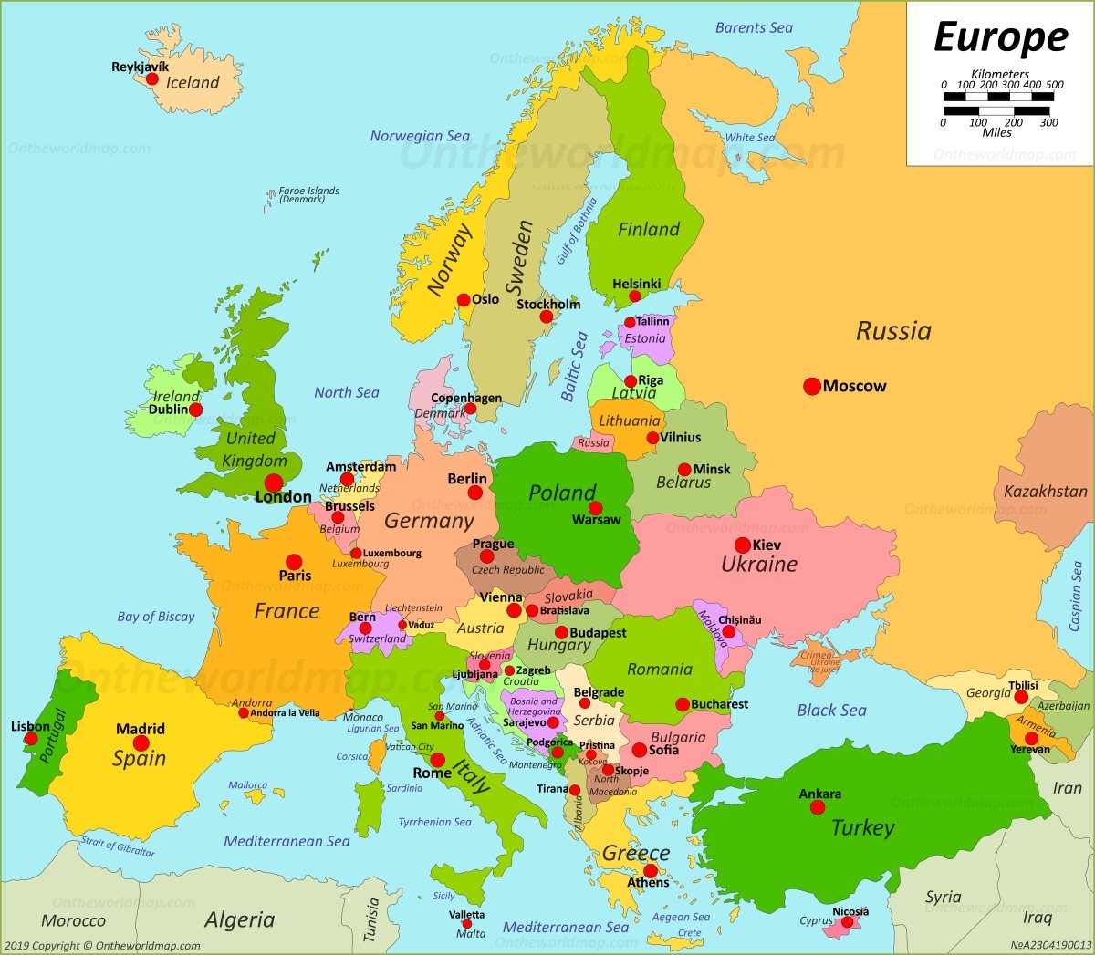 Map Of Europe With Capitals Ontheworldmap Map Of Europe With Capitals Ontheworldmap