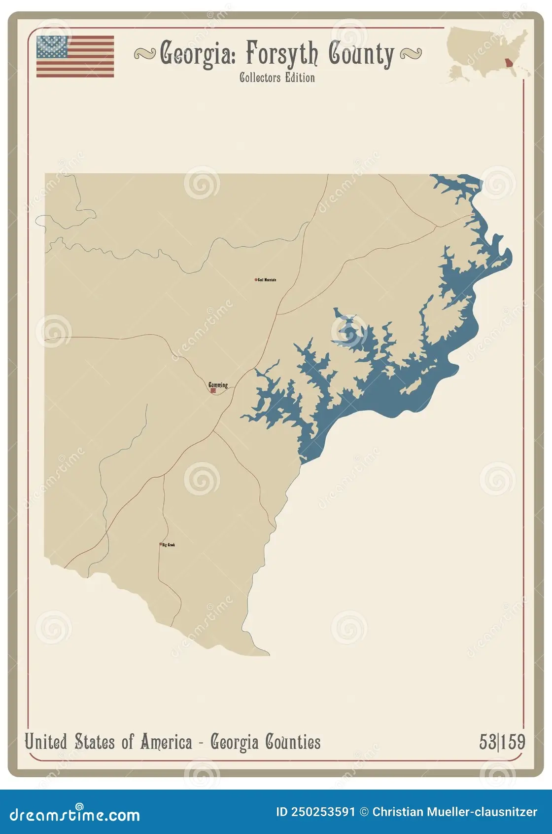 Map Of Forsyth County In Georgia Stock Vector Illustration Of Georgia Citizens 250253591