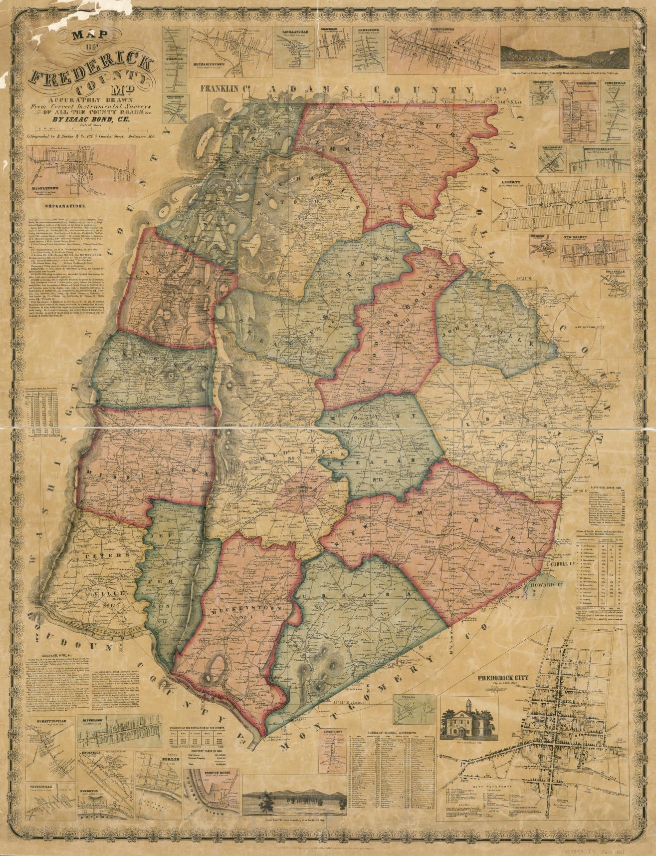Map Of Frederick County Md Accurately Drawn From Correct Instrumental Surveys Of All County Roads Copy 1 Library Of Congress