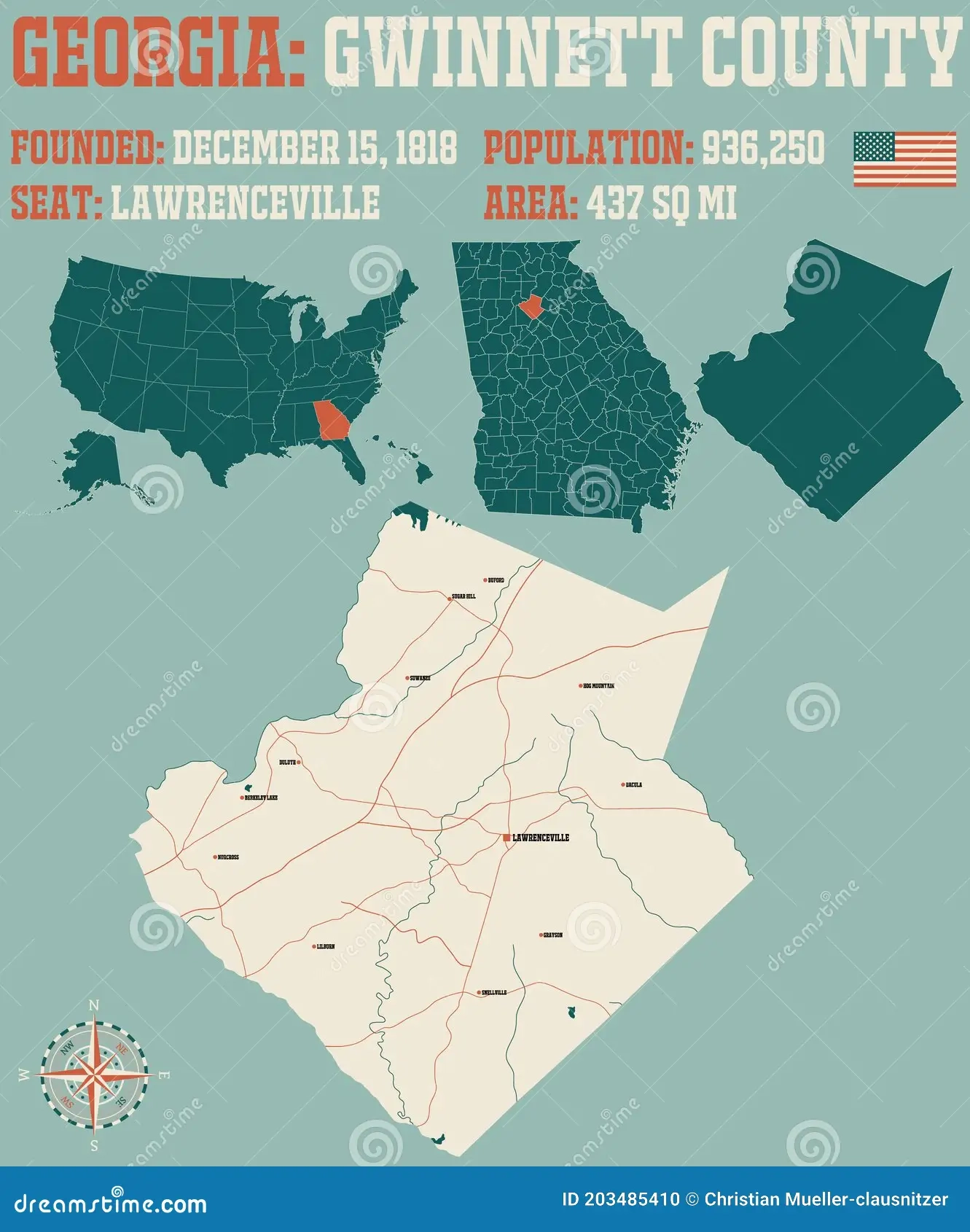 Map Of Gwinnett County In Georgia Stock Vector Illustration Of Infographic Road 203485410 Map Of Gwinnett County In Georgia Stock Vector Illustration Of Infographic Road 203485410