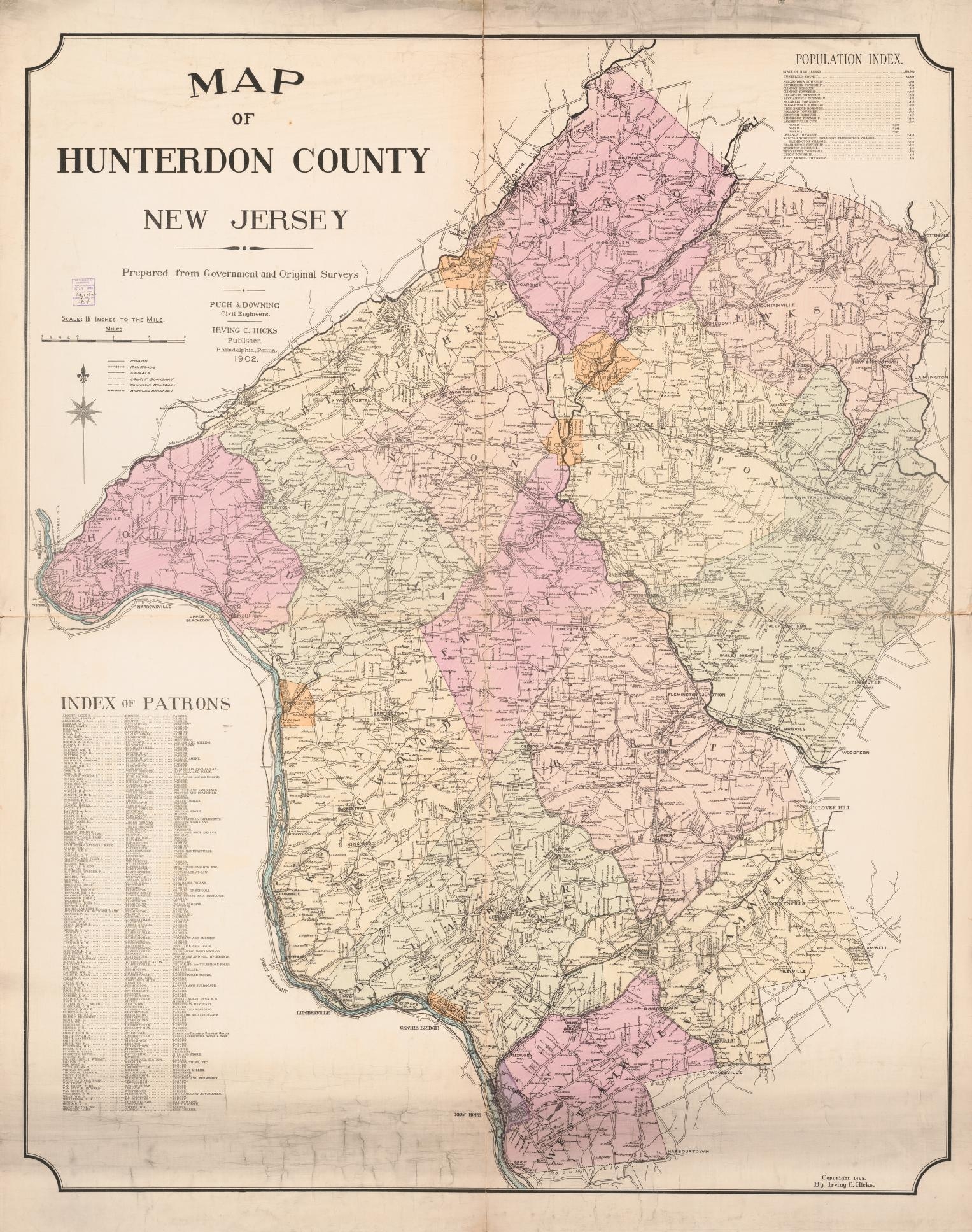 Map Of Hunterdon County New Jersey Library Of Congress