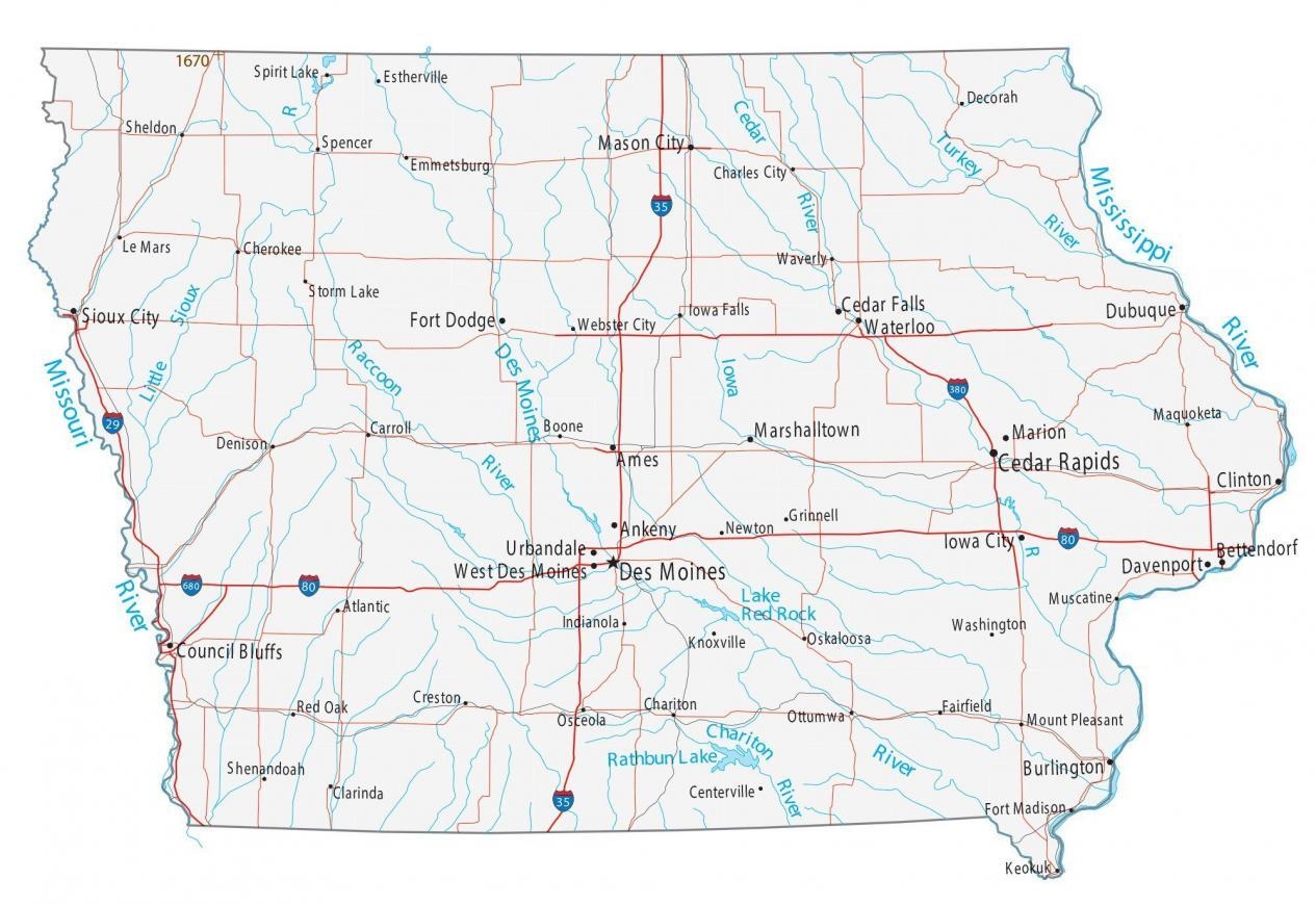 Map Of Iowa Cities And Roads GIS Geography Map Of Iowa Cities And Roads GIS Geography