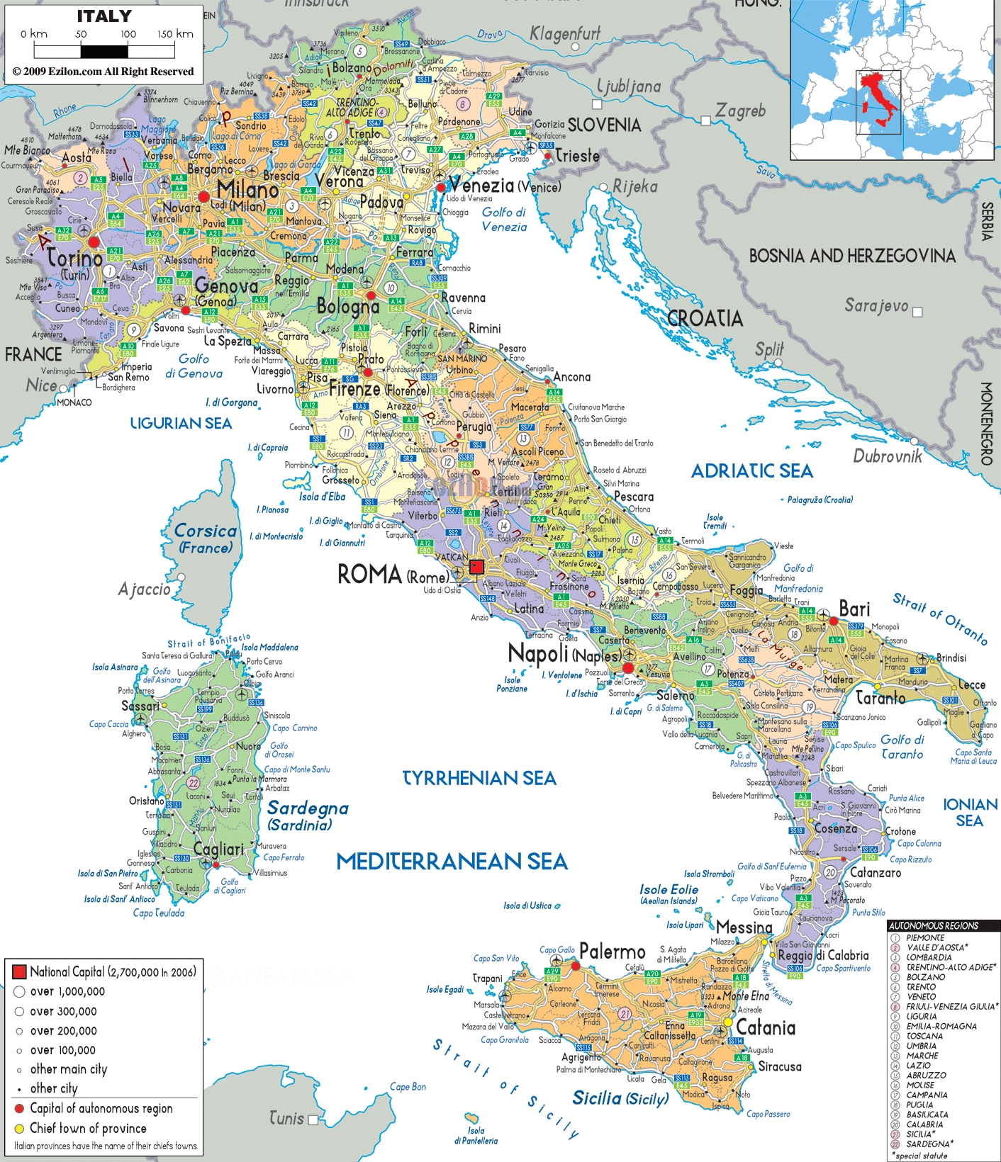 Map Of Italy Italy Map With Cities Regions Provinces Explained Ezilon Maps