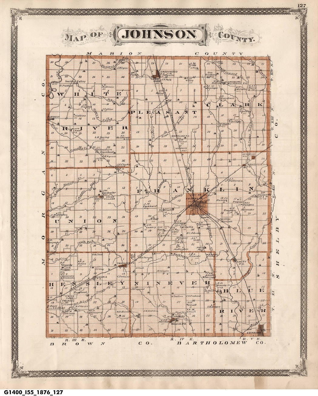 Map Of Johnson County Indiana Maps In The Indiana Historical Society Collections Indiana Historical Society Digital Images