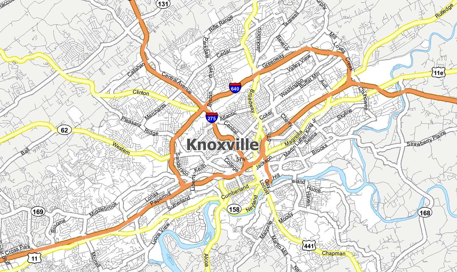 Map Of Knoxville Tennessee GIS Geography