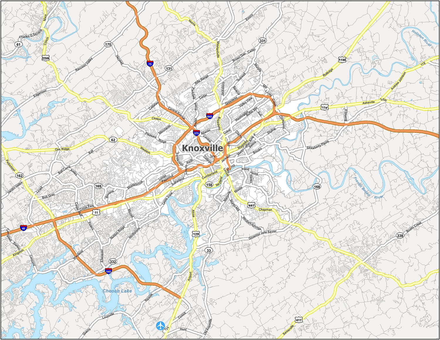 Map Of Knoxville Tennessee GIS Geography