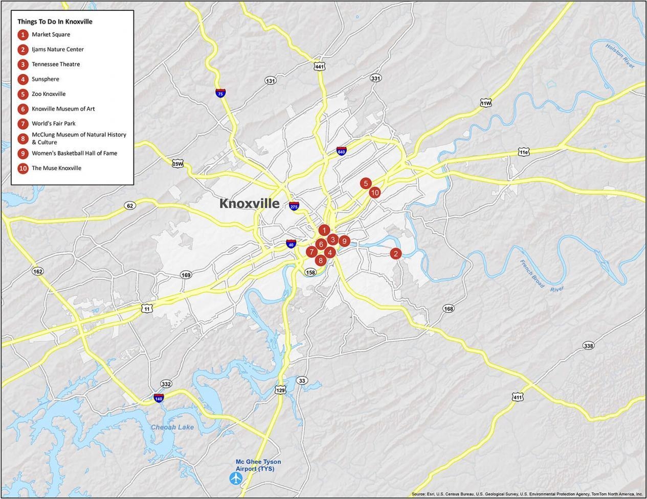Map Of Knoxville Tennessee GIS Geography