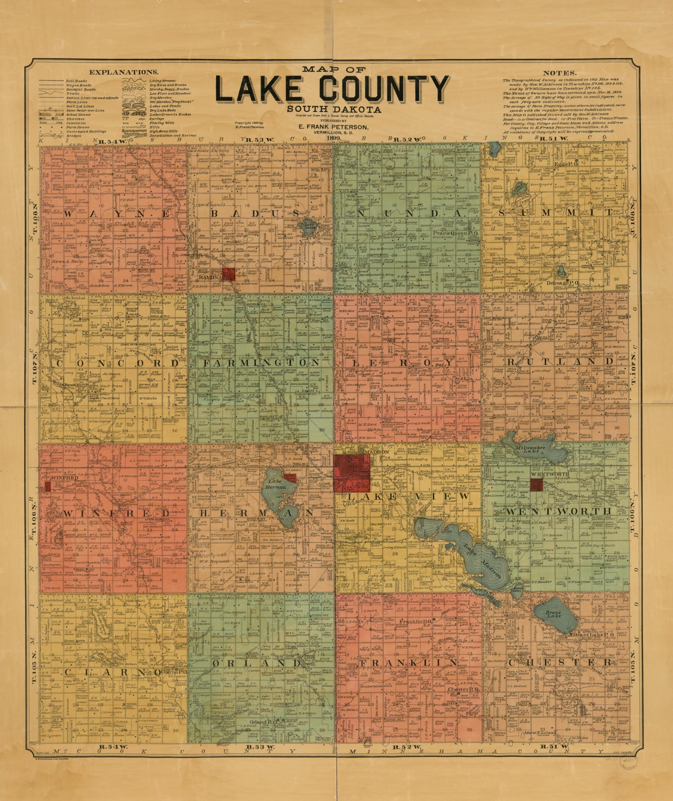 Map Of Lake County South Dakota Compiled And Drawn From A Special Survey And Official Records Library Of Congress