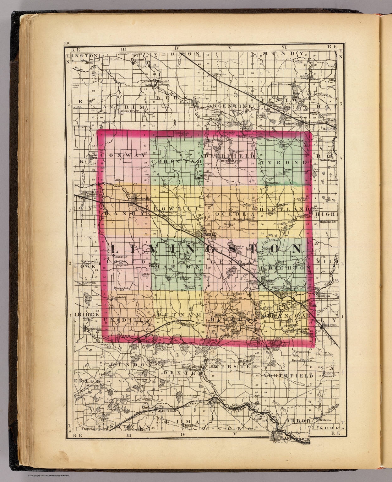 Map Of Livingston County Michigan Drawn Compiled And Edited By H F Walling C E Published By R M S T Tackabury Detroit Mich Entered 1873 By H F Walling Washington The Claremont