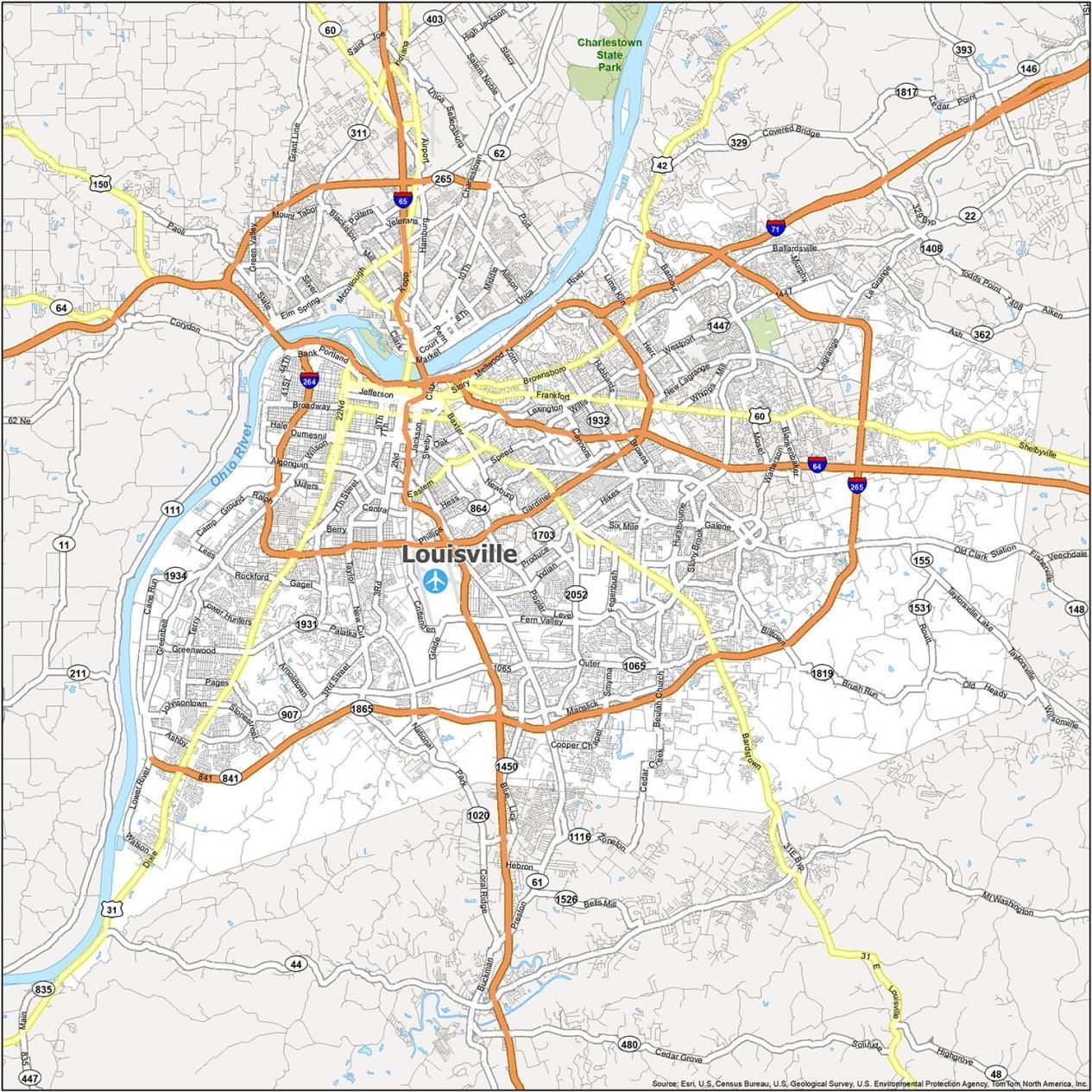 Map Of Louisville KY GIS Geography
