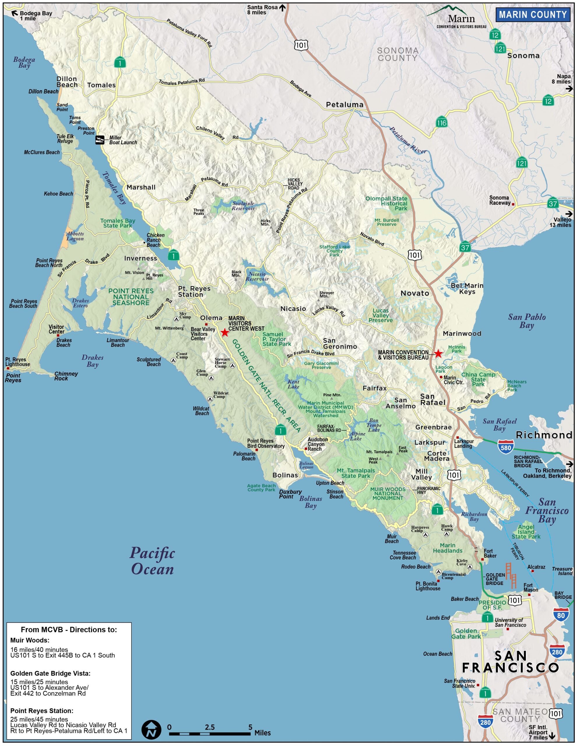 Map Of Marin Directions Maps Transportation Marin Convention Visitors Bureau