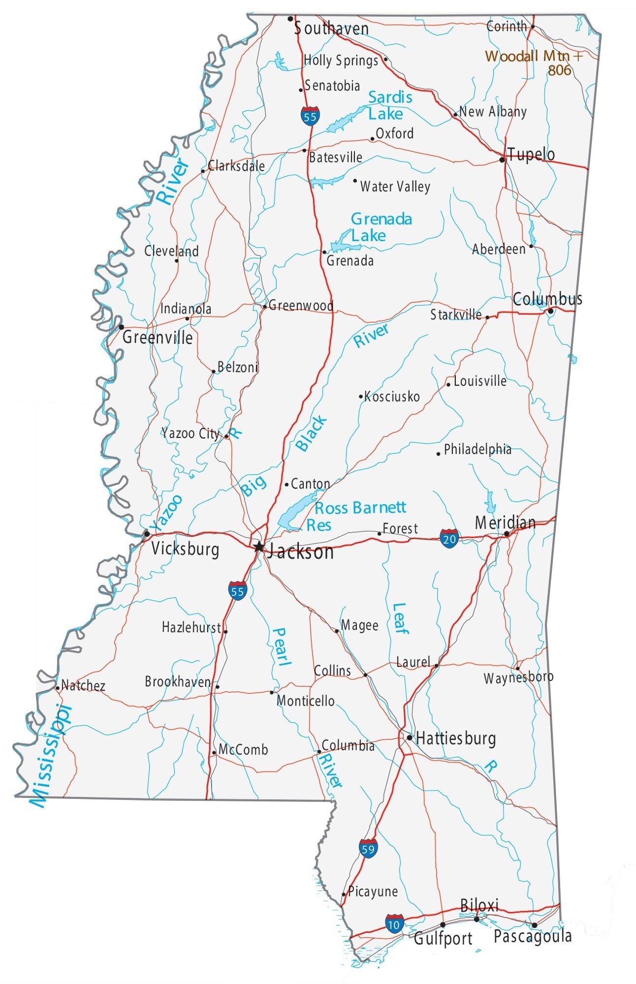 Map Of Mississippi Cities And Roads GIS Geography