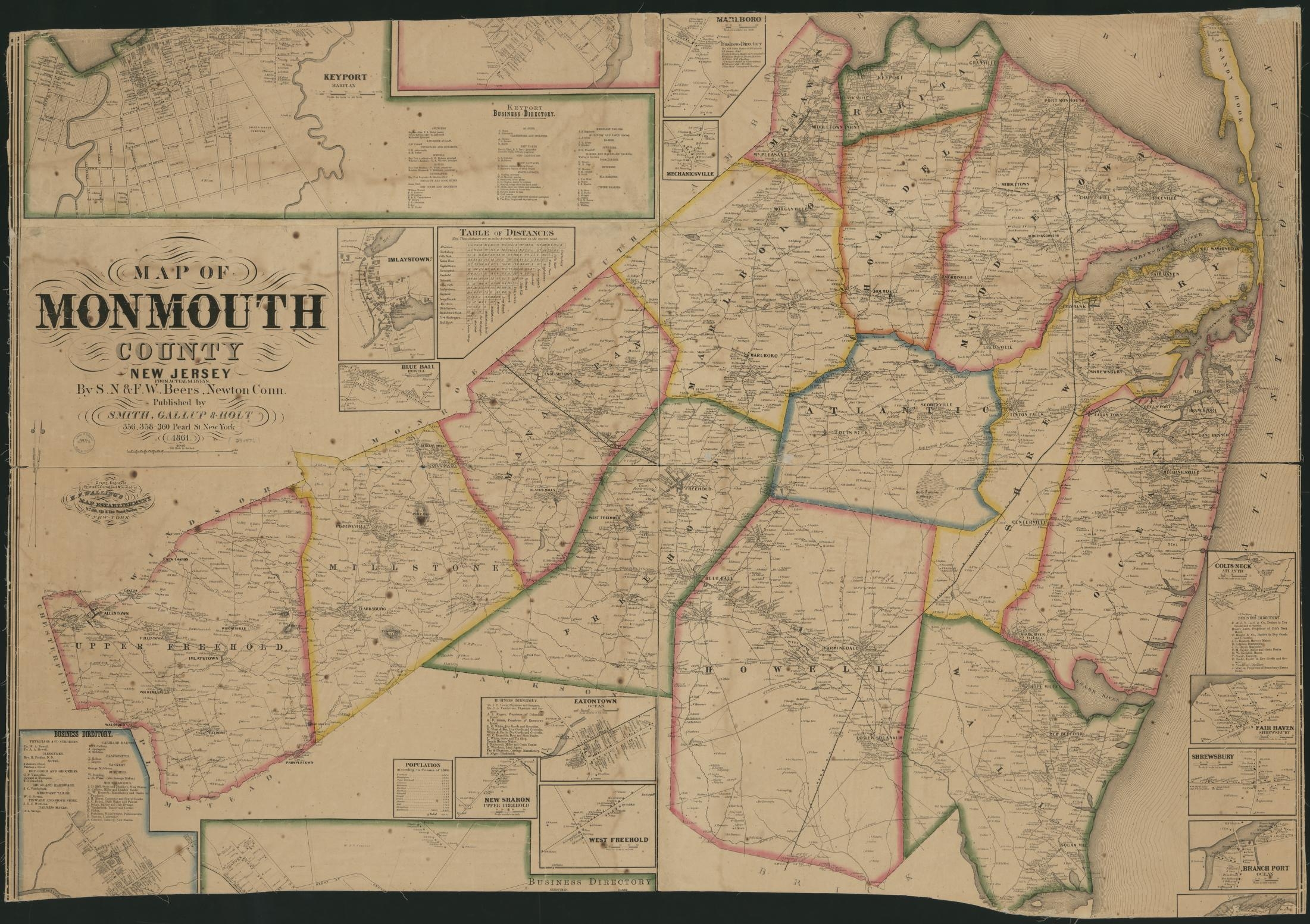Map Of Monmouth County New Jersey From Actual Surveys Library Of Congress