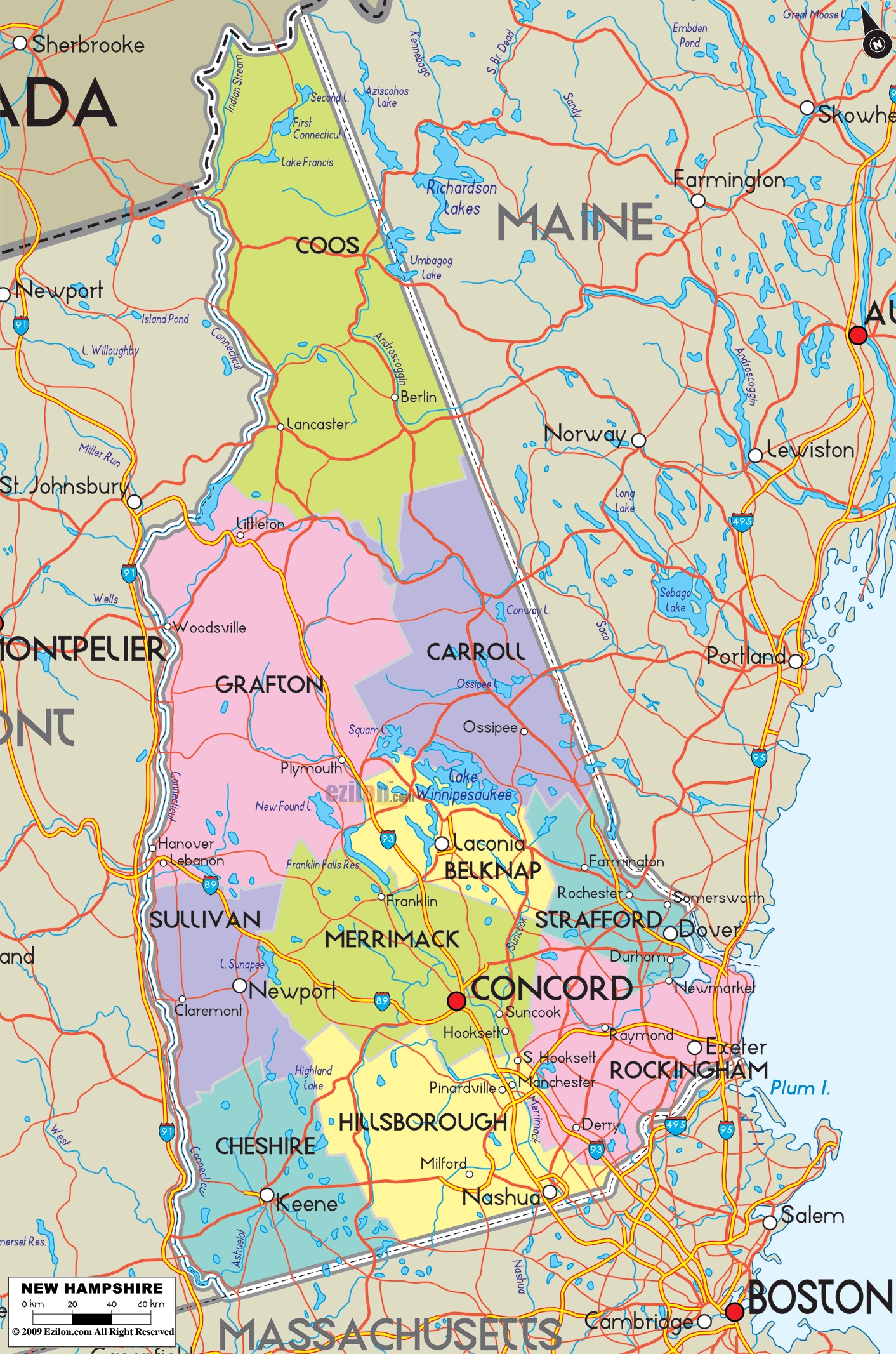 Map Of New Hampshire Detailed New Hampshire Map With Cities Counties And Roads Ezilon Maps Map Of New Hampshire Detailed New Hampshire Map With Cities Counties And Roads Ezilon Maps
